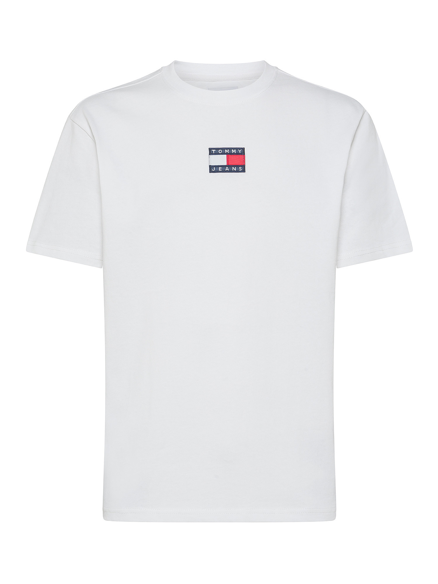 Tommy Jeans - T-shirt girocollo in cotone con micrologo, Bianco, large image number 0