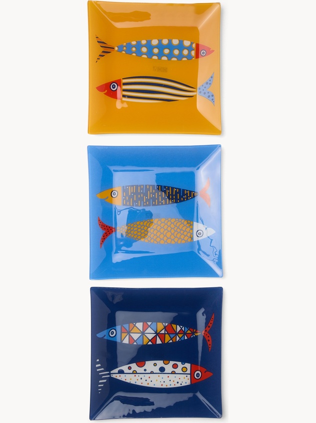 Glass plate with fish decoration - Introductory price