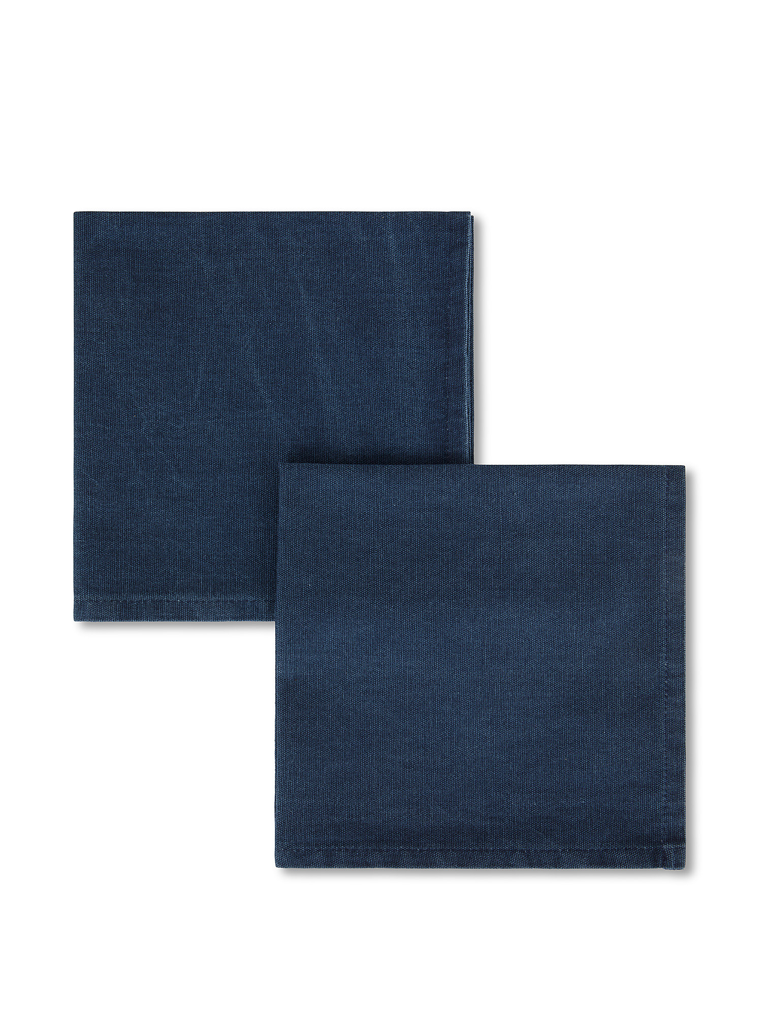 Set 2 tovaglioli cotone lavato tinta unita, Blu, large image number 0