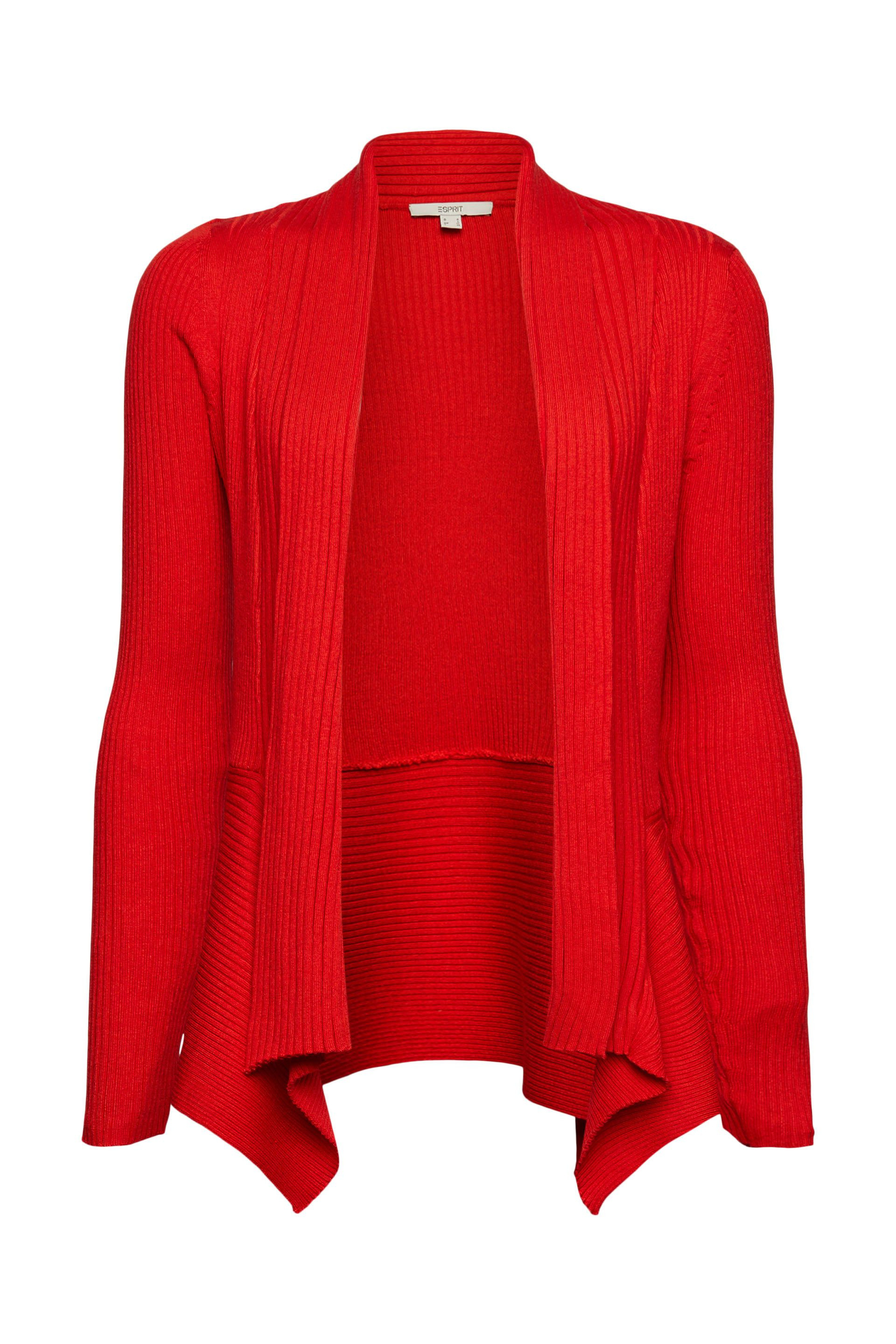 Cardigan aperto a coste, Rosso, large