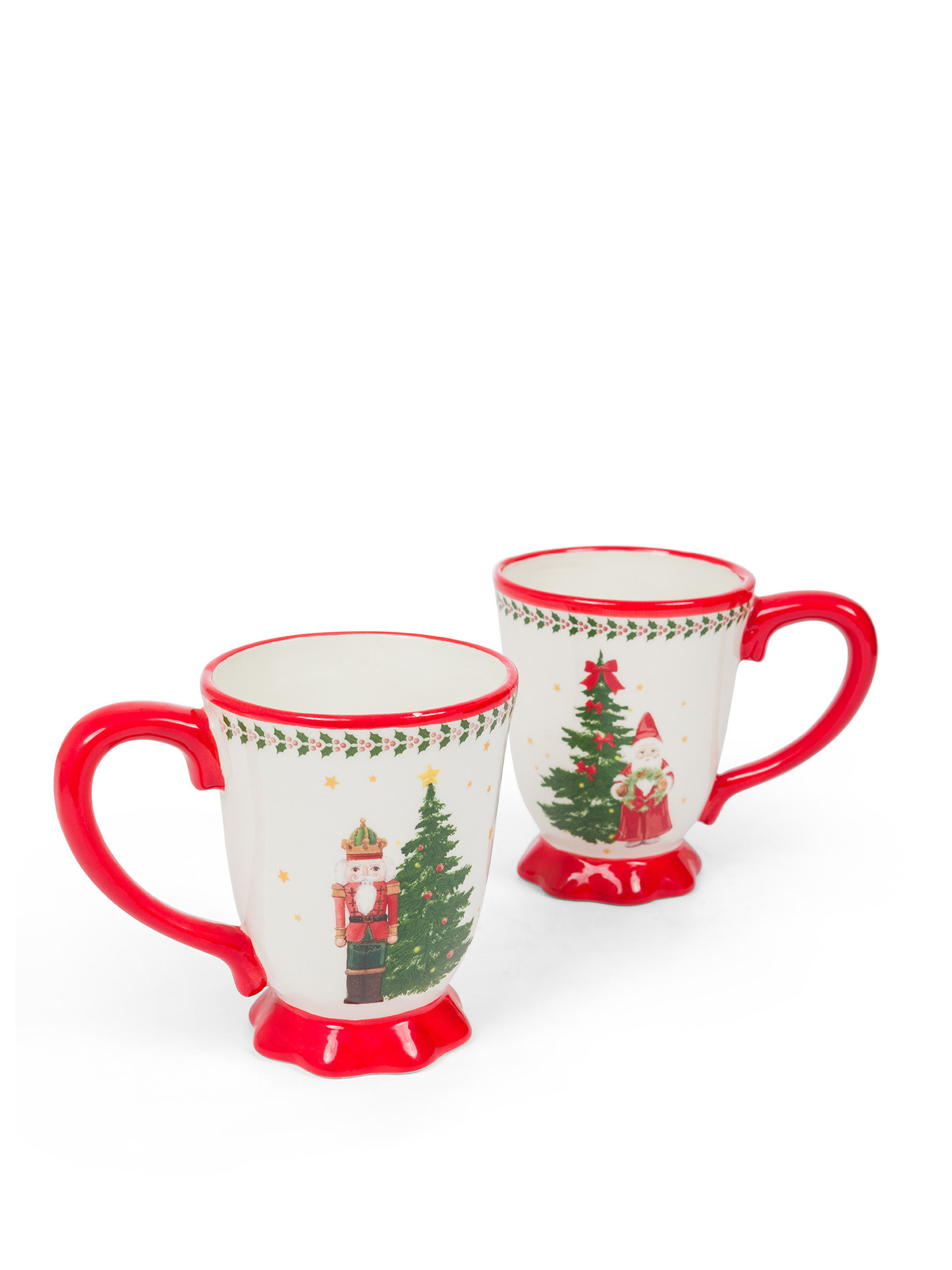 Mug ceramica Natale Vintage, Bianco/Rosso, large image number 1