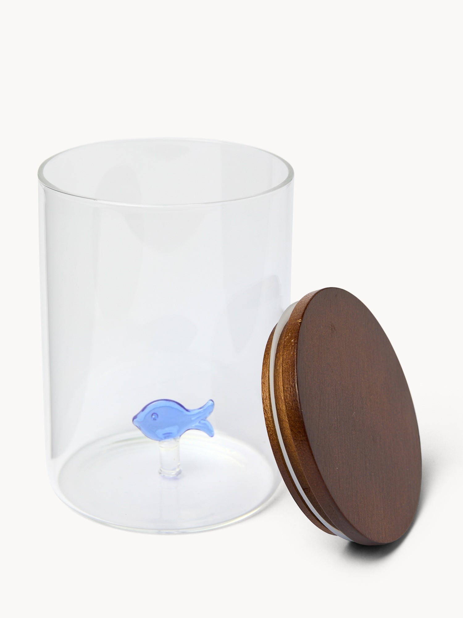Borosilicate glass jar with fish detail, Transparent, large image number 1