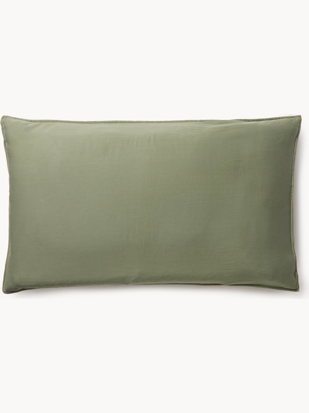 Plain washed cotton sateen pillowcase