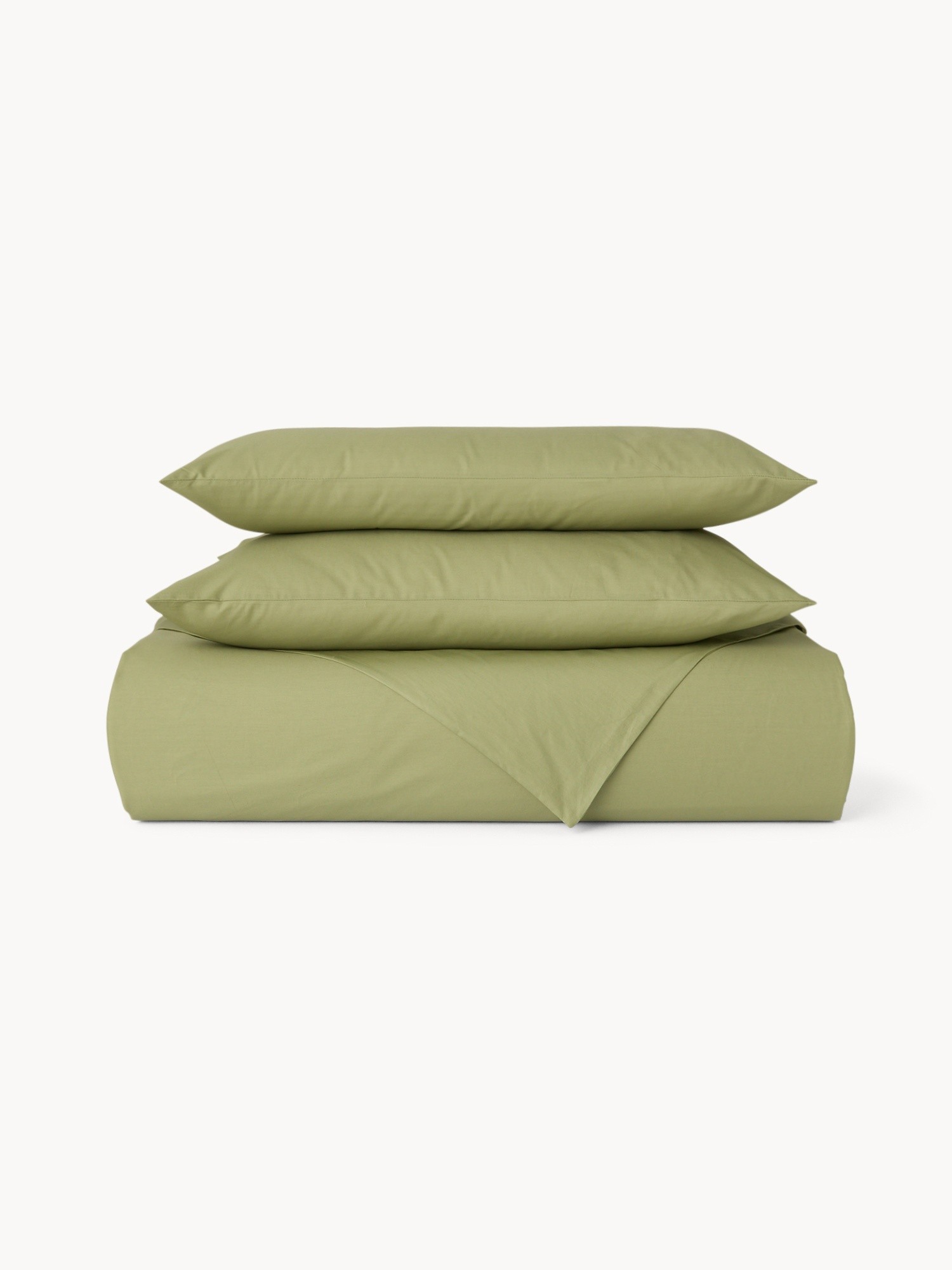 Solid Cotton Percale Duvet Cover Set - Discounted Price, Green, large image number 0