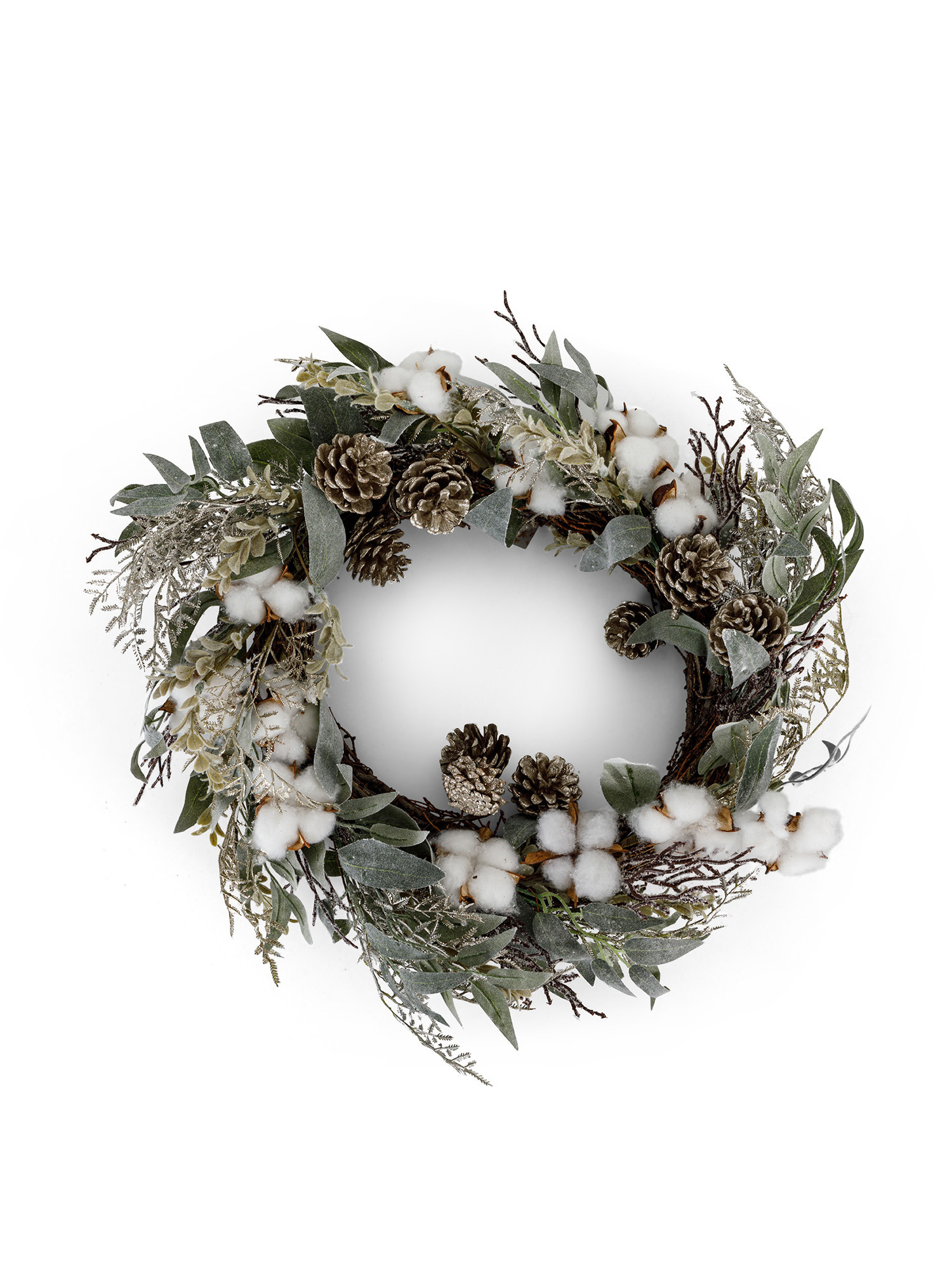 Wreath with cotton flowers, Green, large image number 0