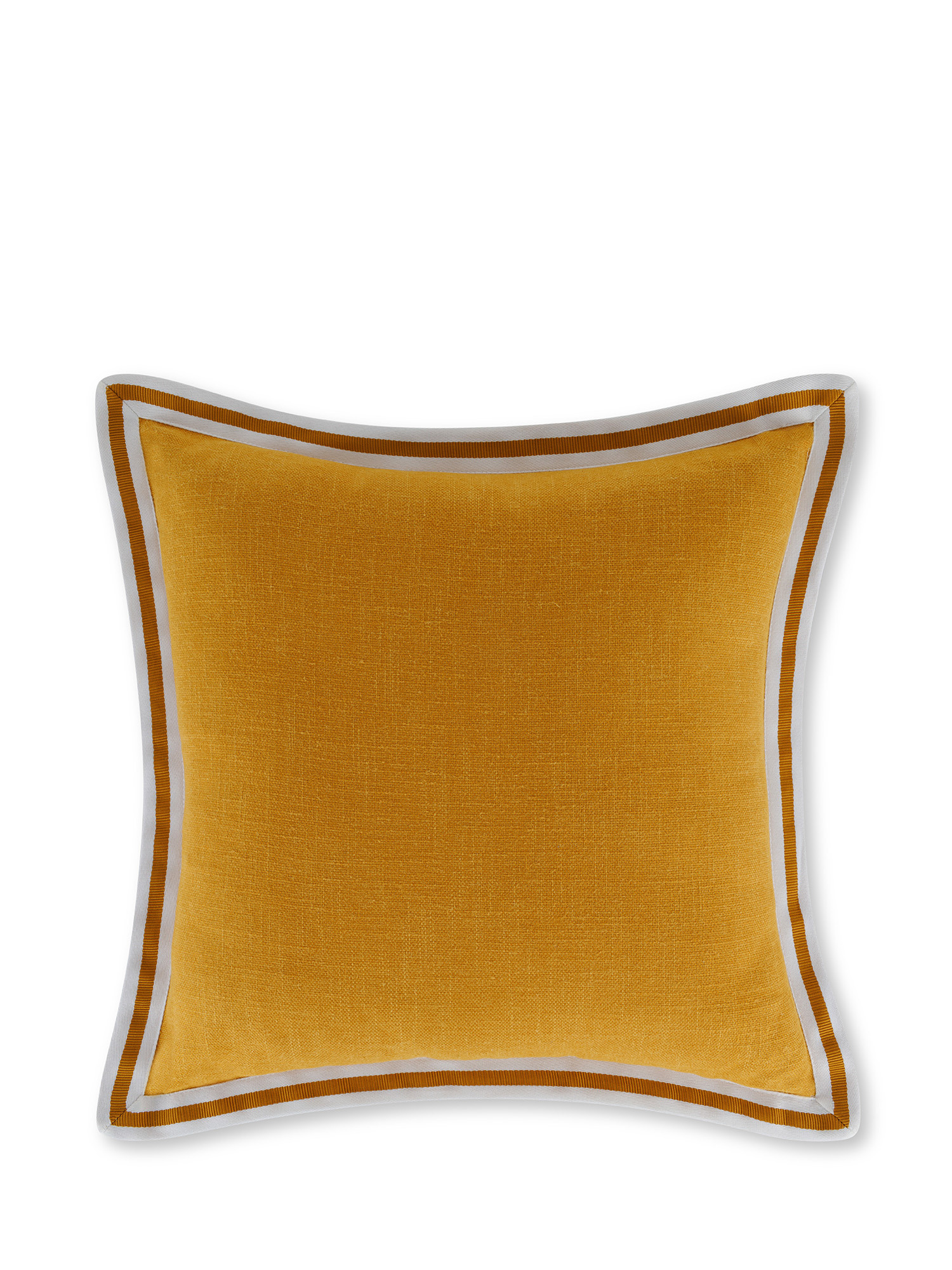 Cuscino con bordo rigato 45x45 cm, Giallo senape, large image number 0