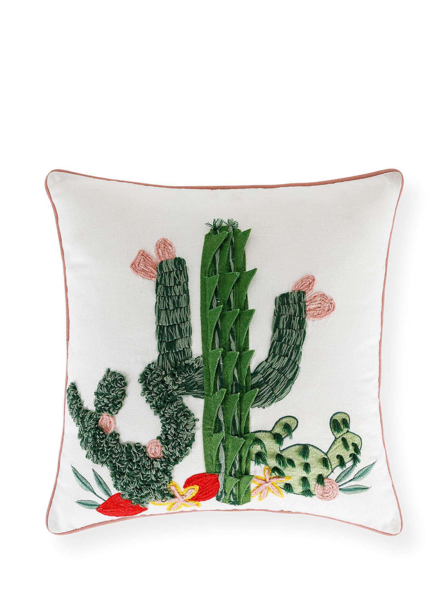 Cushion with flowers embroidery 45x45cm, Multicolor, large image number 0
