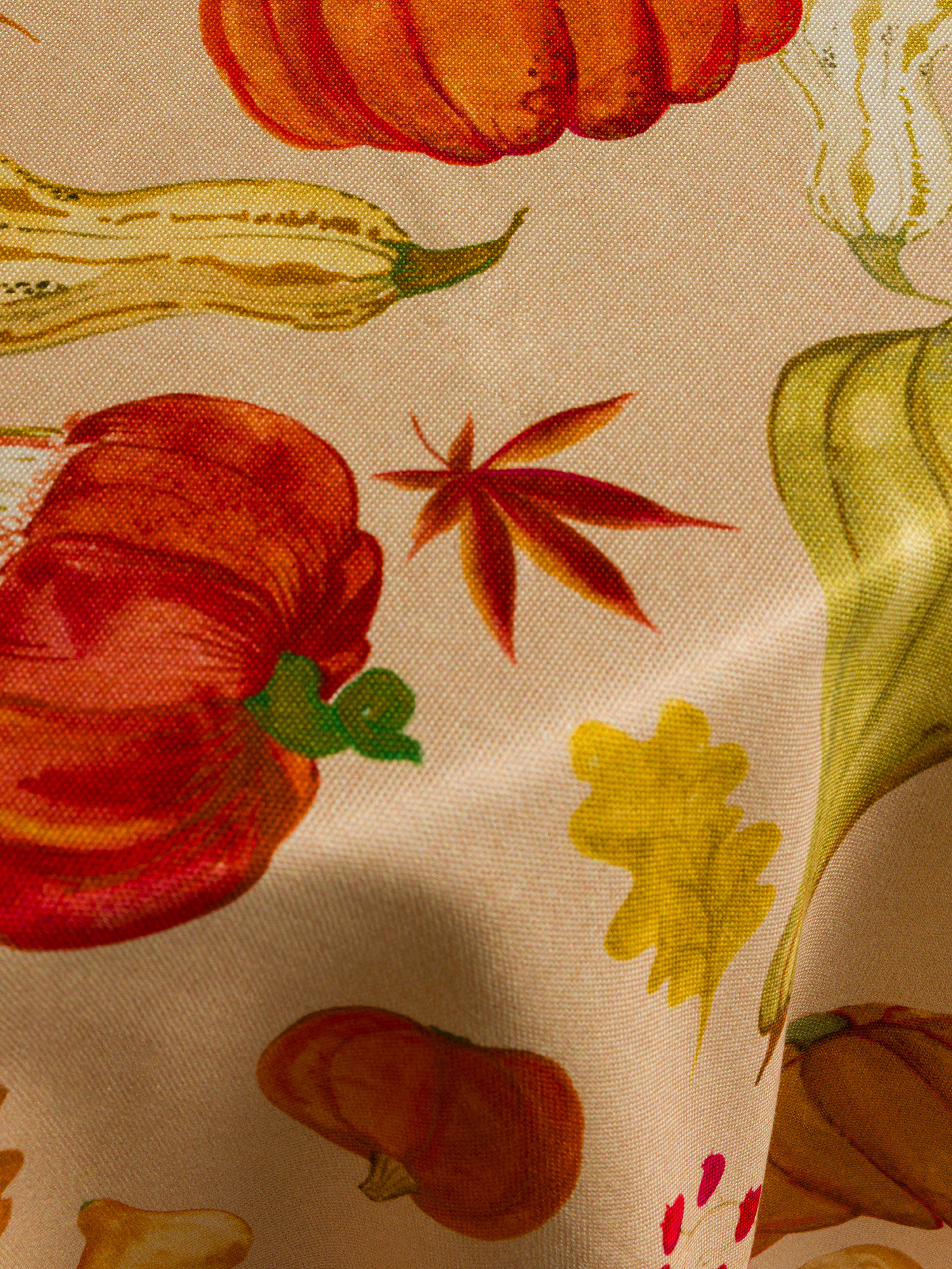 Tovaglia in panama di puro cotone stampa zucche, Beige, large image number 1