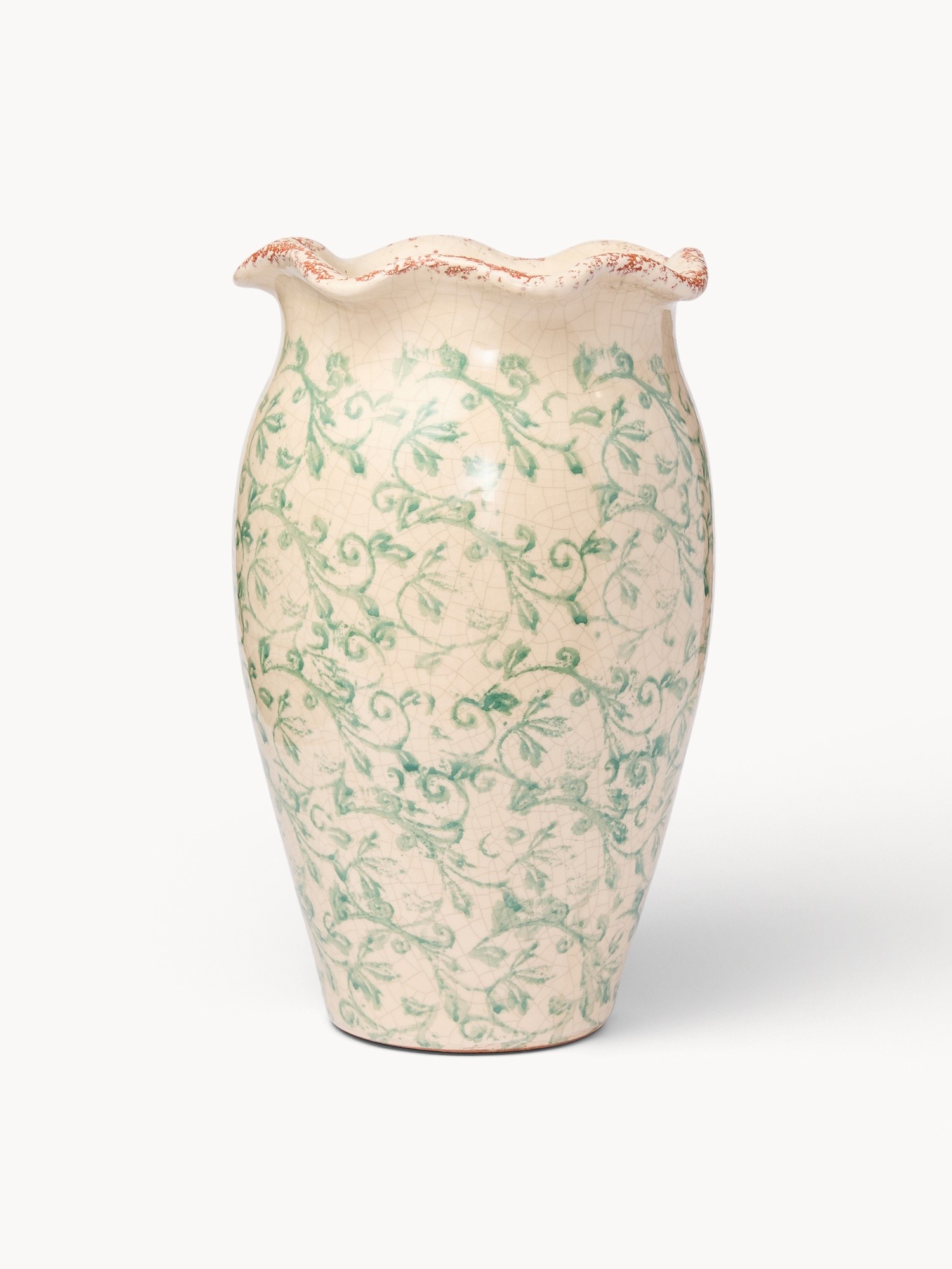 Vaso in ceramica portoghese prodotta artigianalmente, Verde, large image number 0