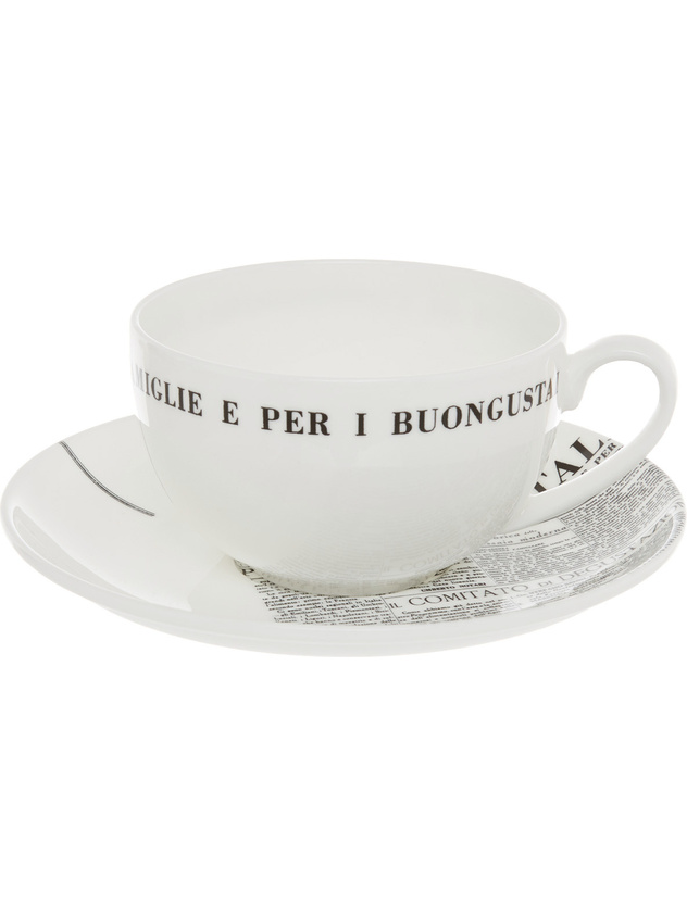 Fine bone china tea cup with geometric  La Cucina Italiana decoration