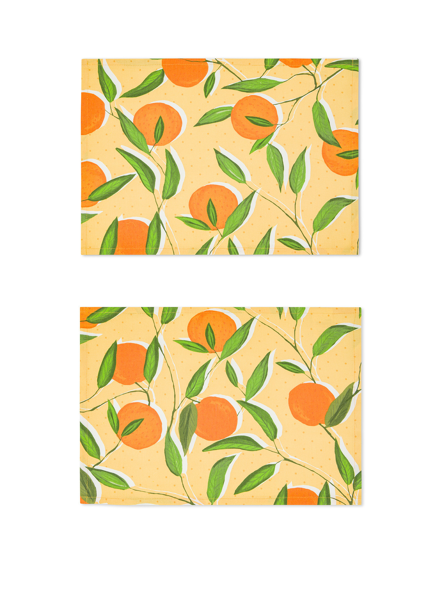 Set 2 tovagliette panama di cotone stampa arance, Giallo, large image number 0