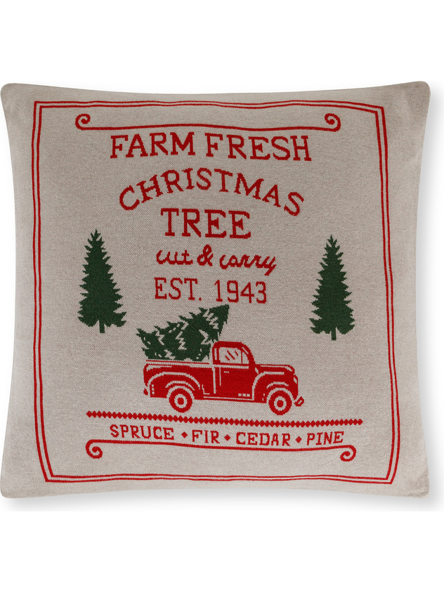 Cuscino in maglia jacquard con macchina con albero 45x45 cm