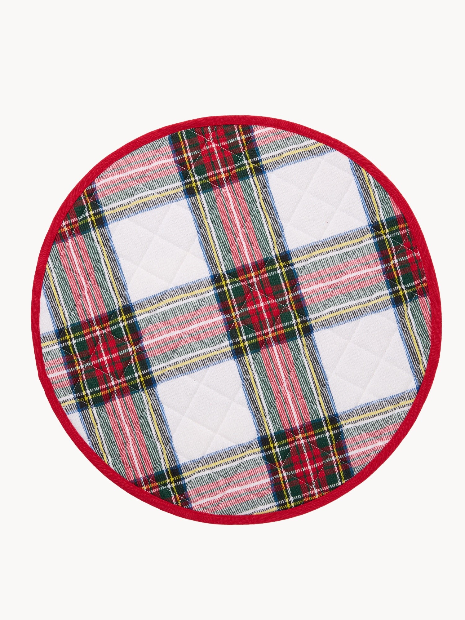 Quilted placemat in yarn-dyed pure cotton with a tartan pattern, Brick Red, large image number 0