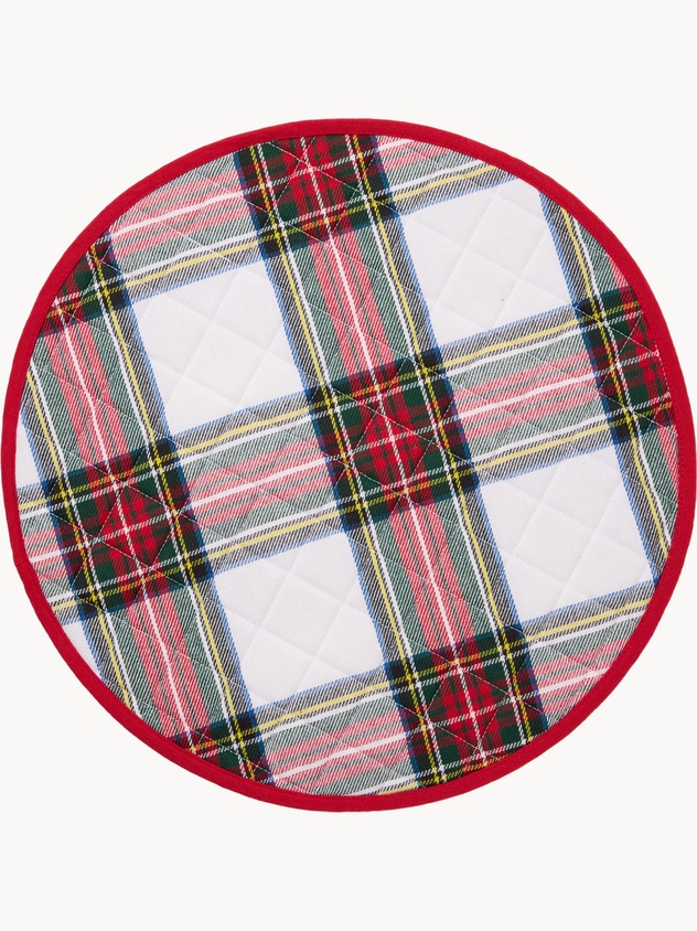 Quilted placemat in yarn-dyed pure cotton with a tartan pattern