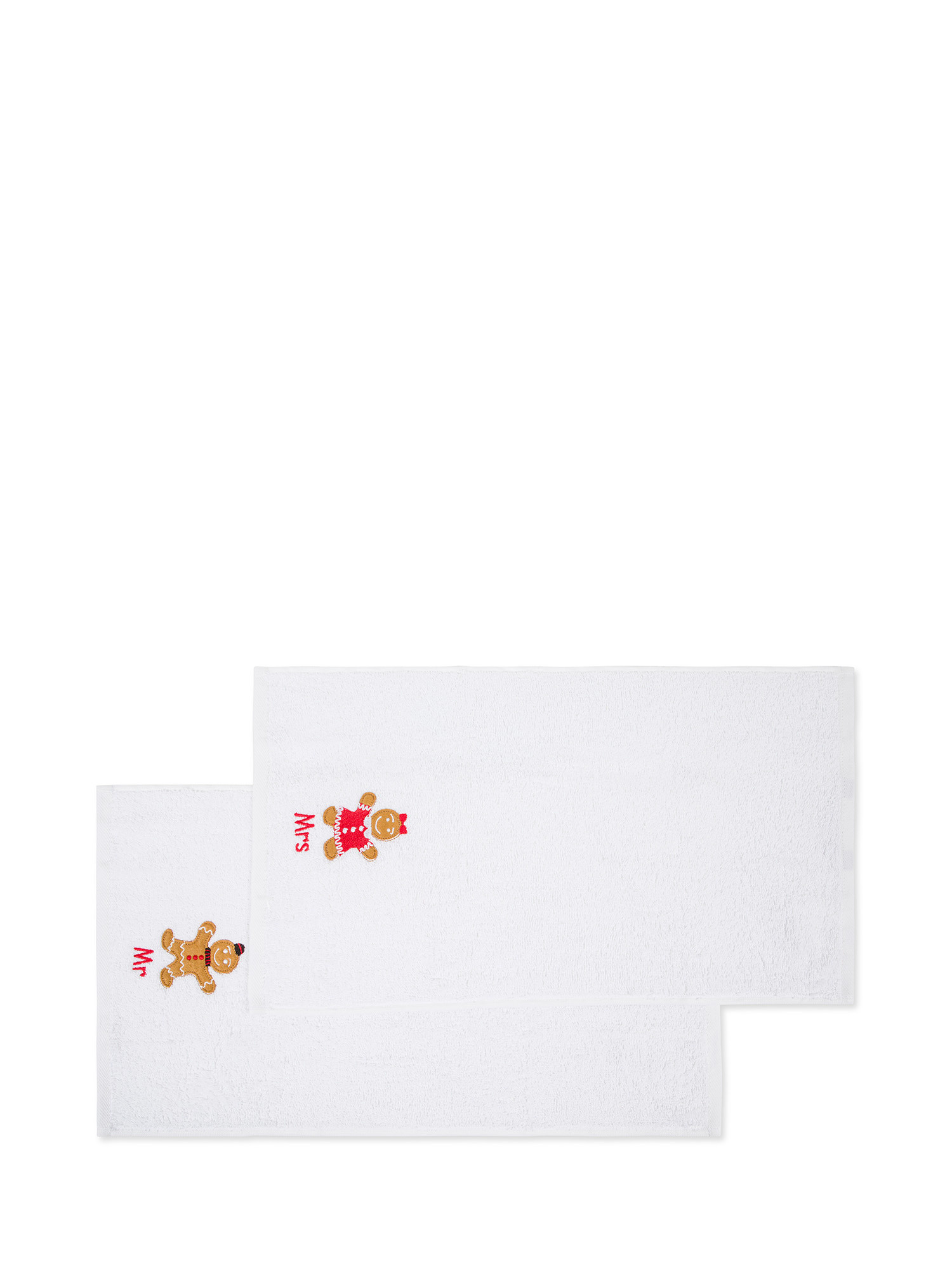 Double set of Mr&Mrs embroidered cotton towels, White, large image number 2