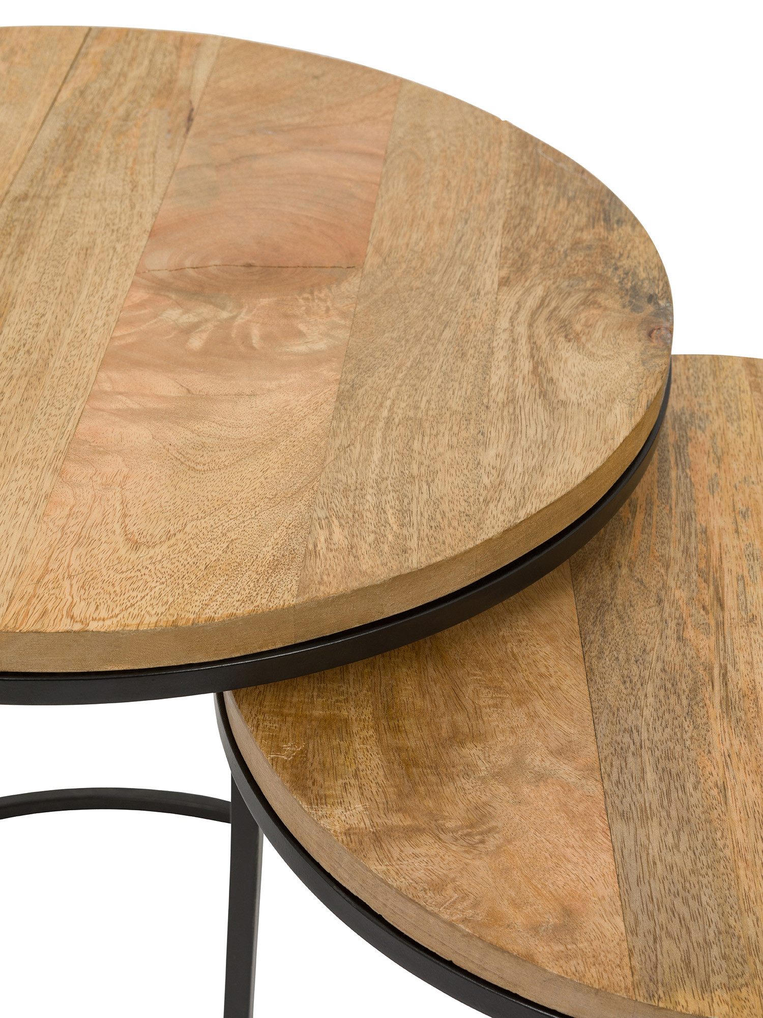 Set 2 tavolini in legno di mango Yamir, Beige, large image number 1