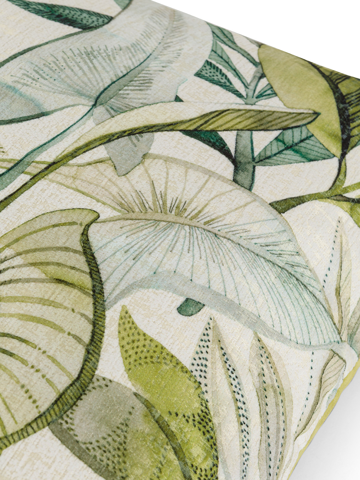 Palm print jacquard cushion 50x50cm, Green, large image number 2