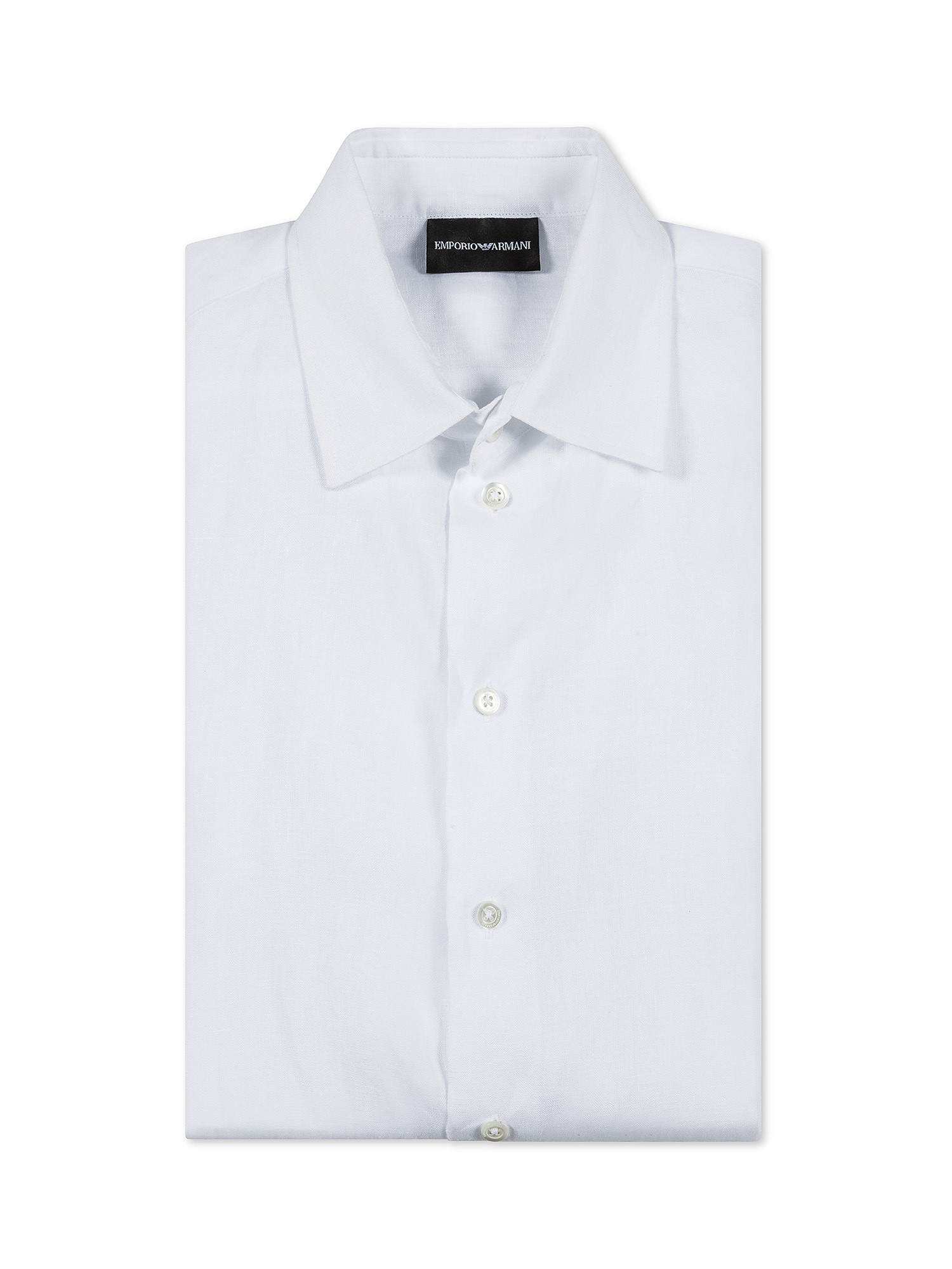 Emporio Armani - Camicia relaxed fit in puro lino, Bianco, large image number 0