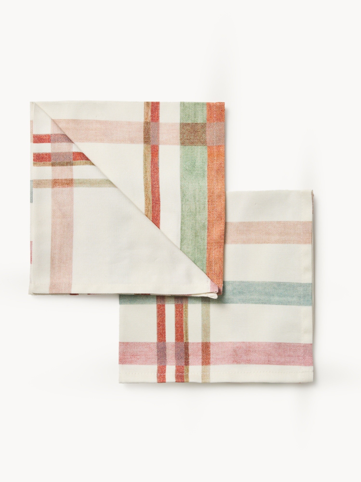 Set of 2 Cotton Panama Napkins with Check Print, Multicolor, large image number 0