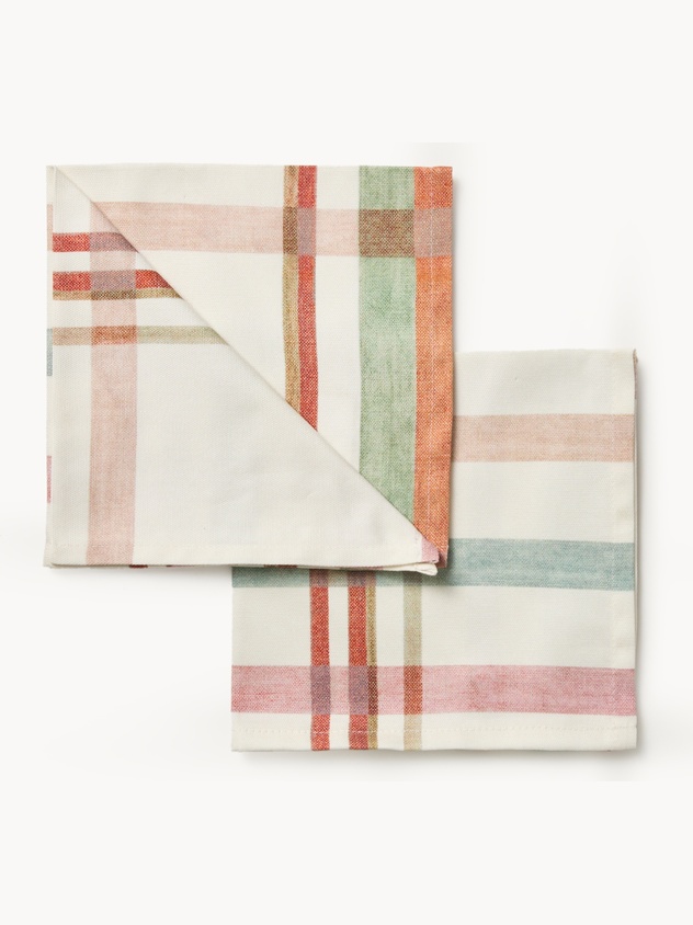 Set of 2 Cotton Panama Napkins with Check Print