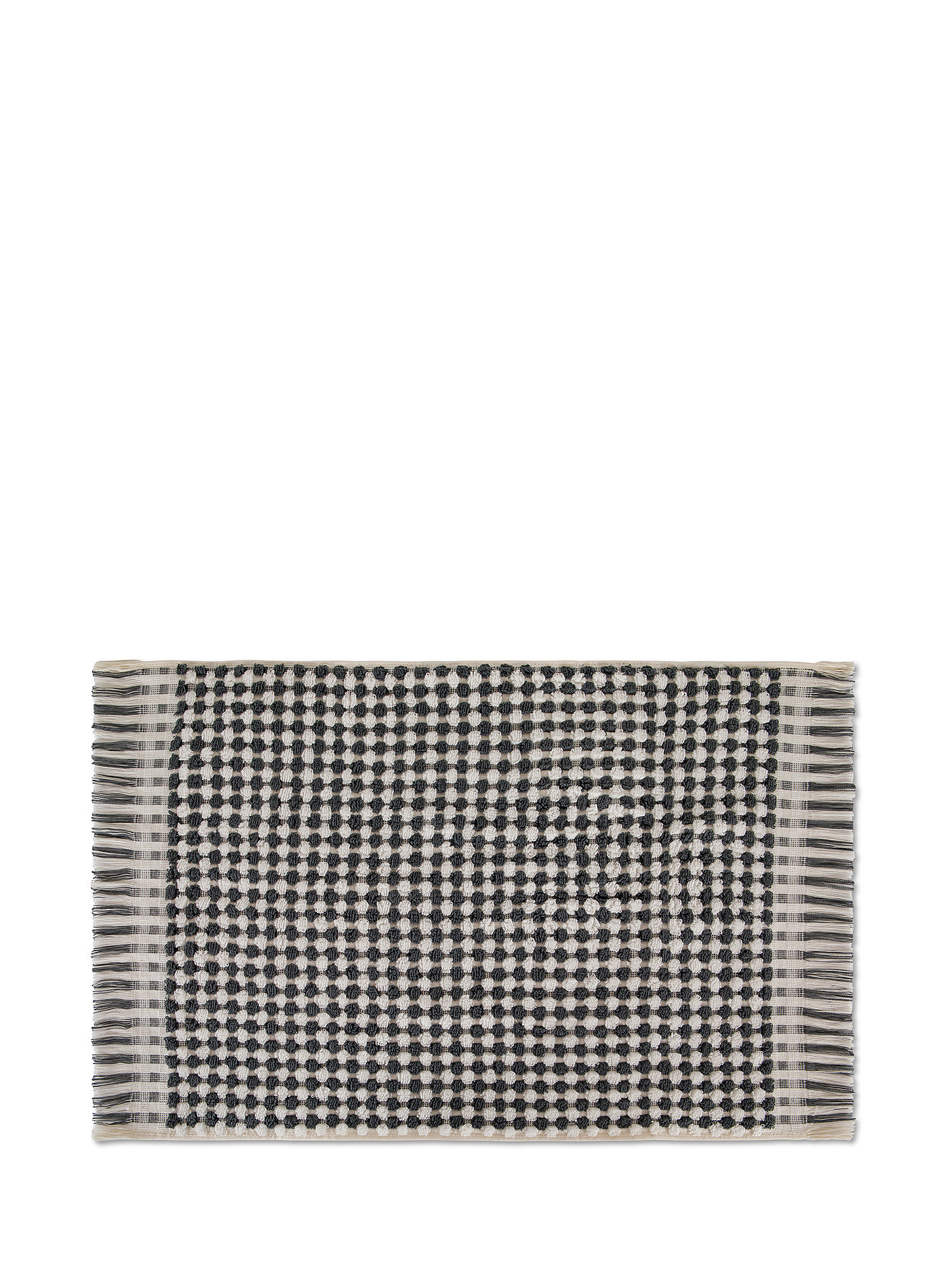Thermae check weave towel in 100% cotton terry, White Black, large image number 2