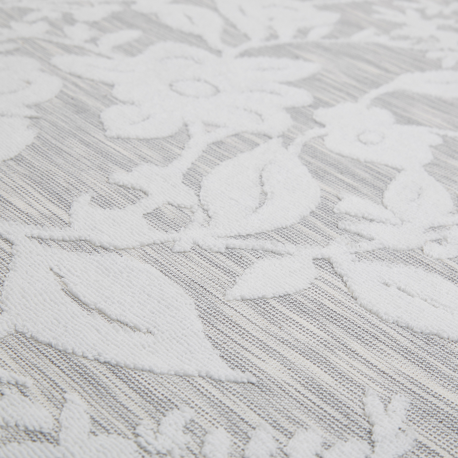 Portofino cotton jacquard towel with floral motif, Light Grey, large image number 2