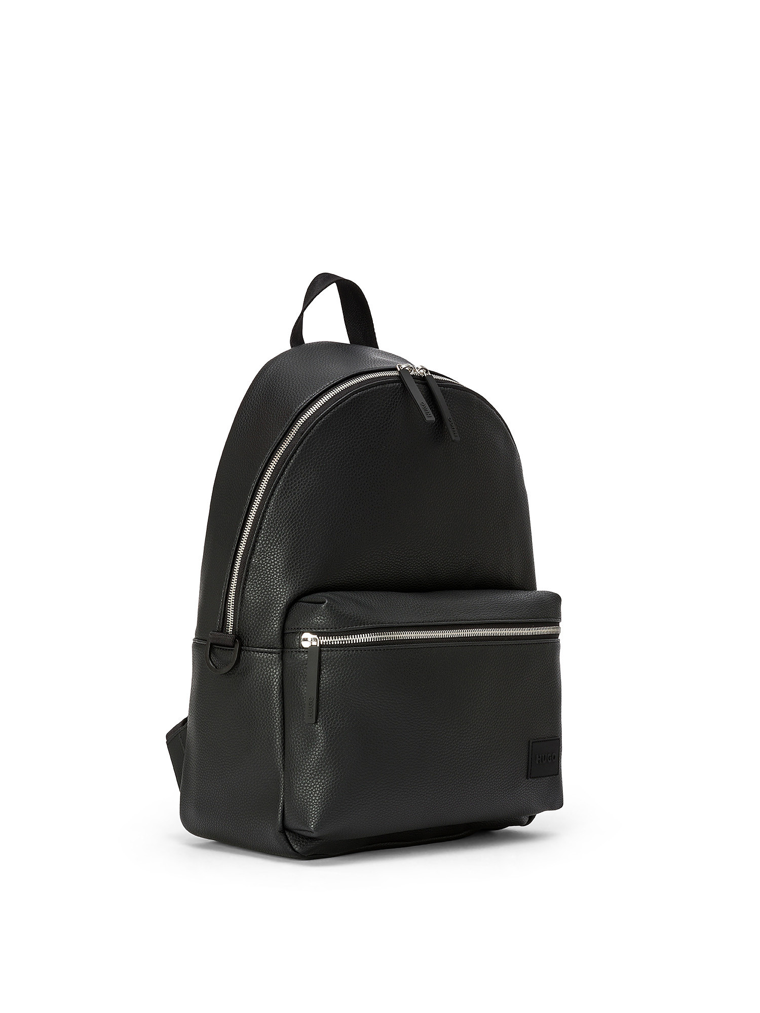 Hugo - Ecoleather backpack with logo, Black, large image number 1