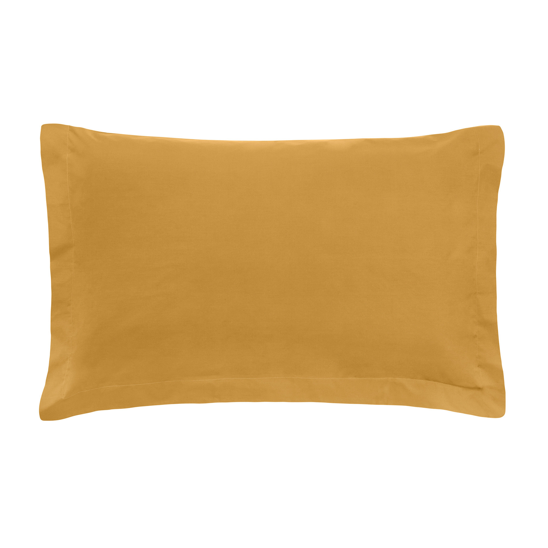Zefiro solid colour pillowcase in percale., Ocra Yellow, large image number 0