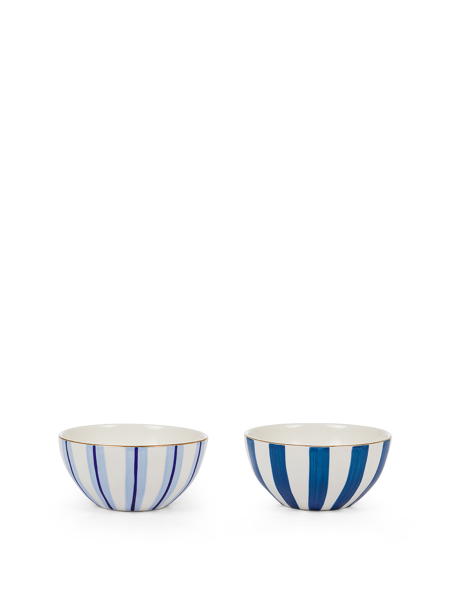 Striped stoneware cup, White / Blue, large image number 0
