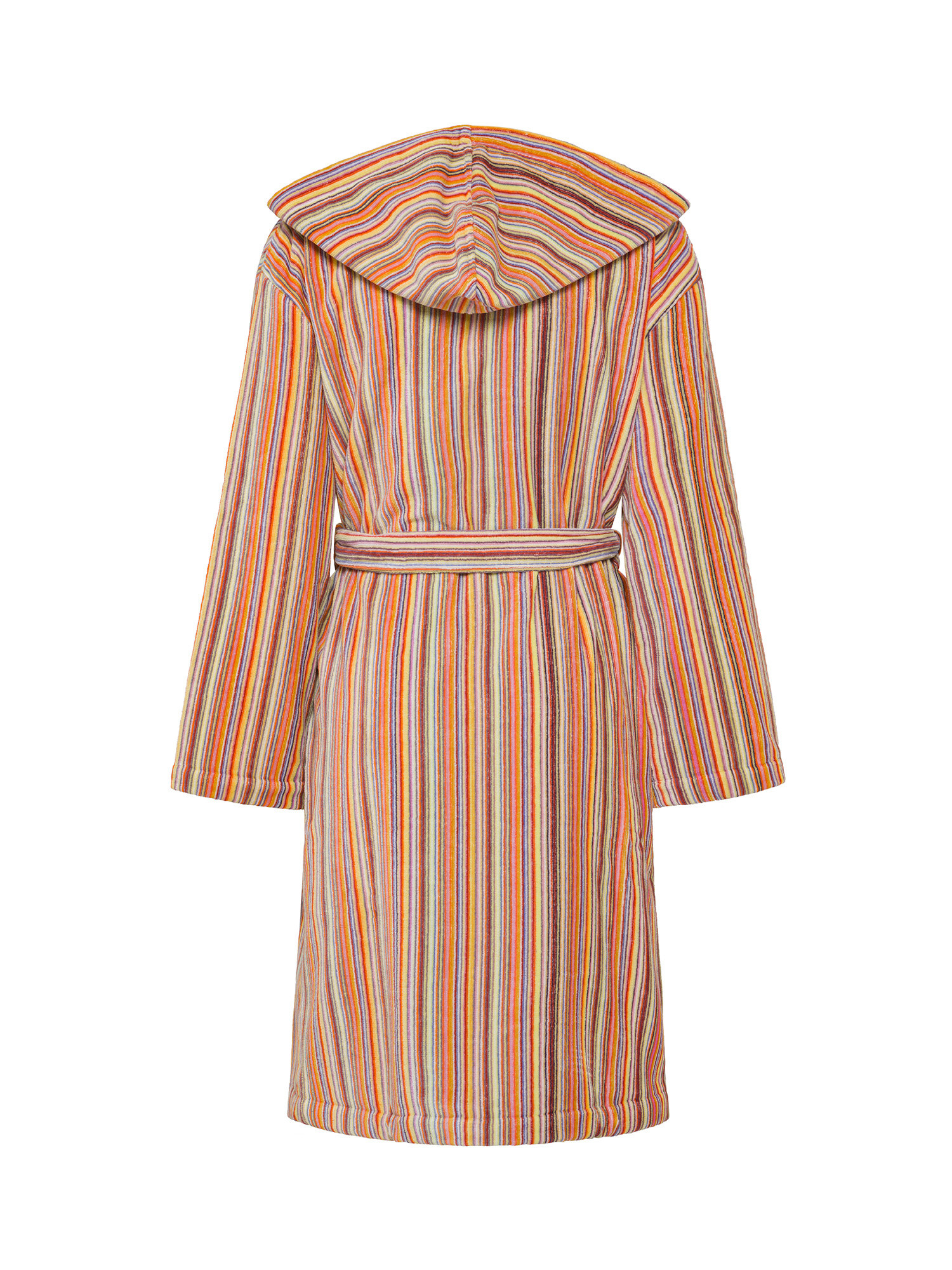 Velor cotton bathrobe with striped pattern, Multicolor, large image number 1