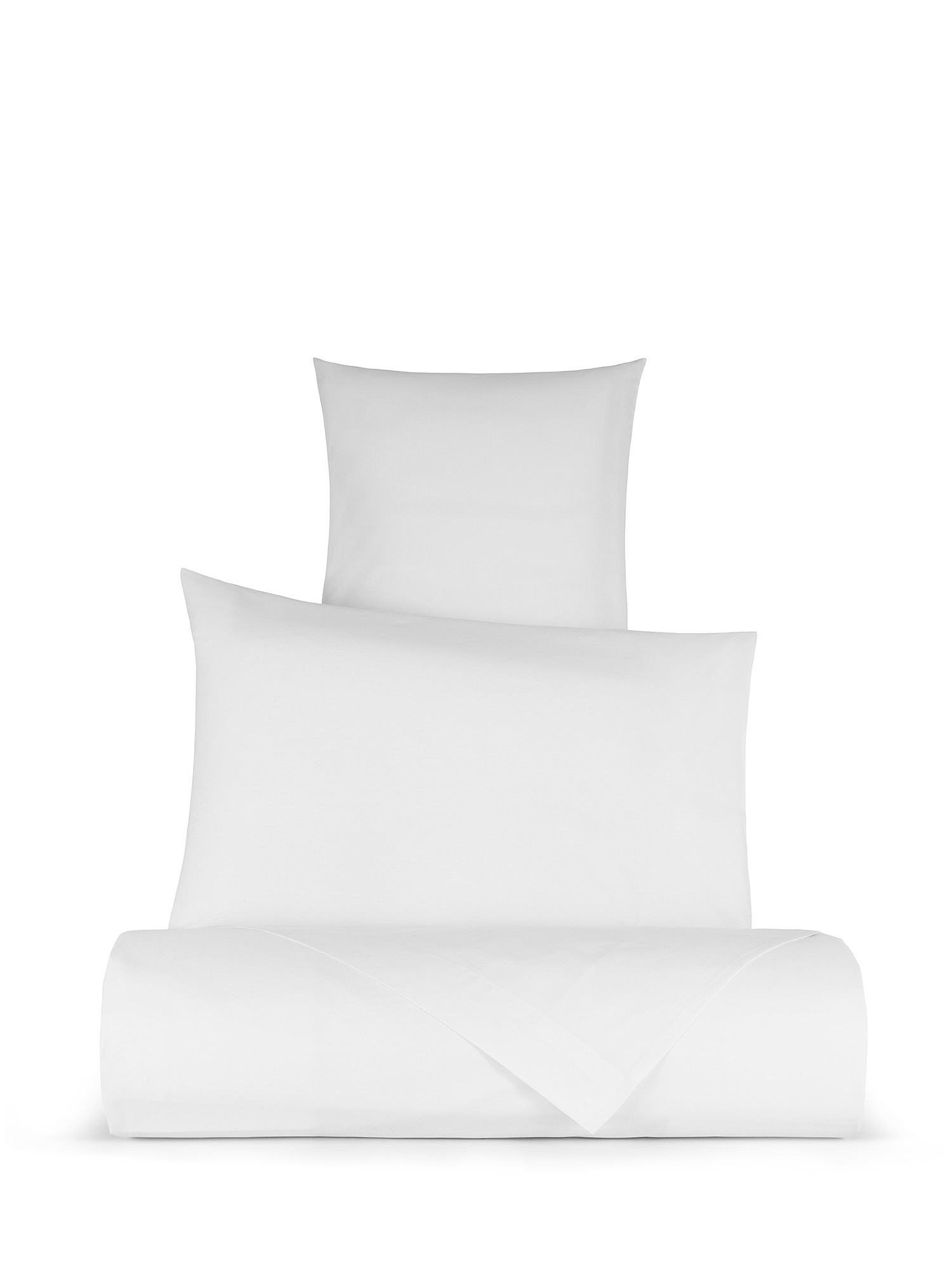 Solid color percale cotton duvet cover set, White, large image number 0