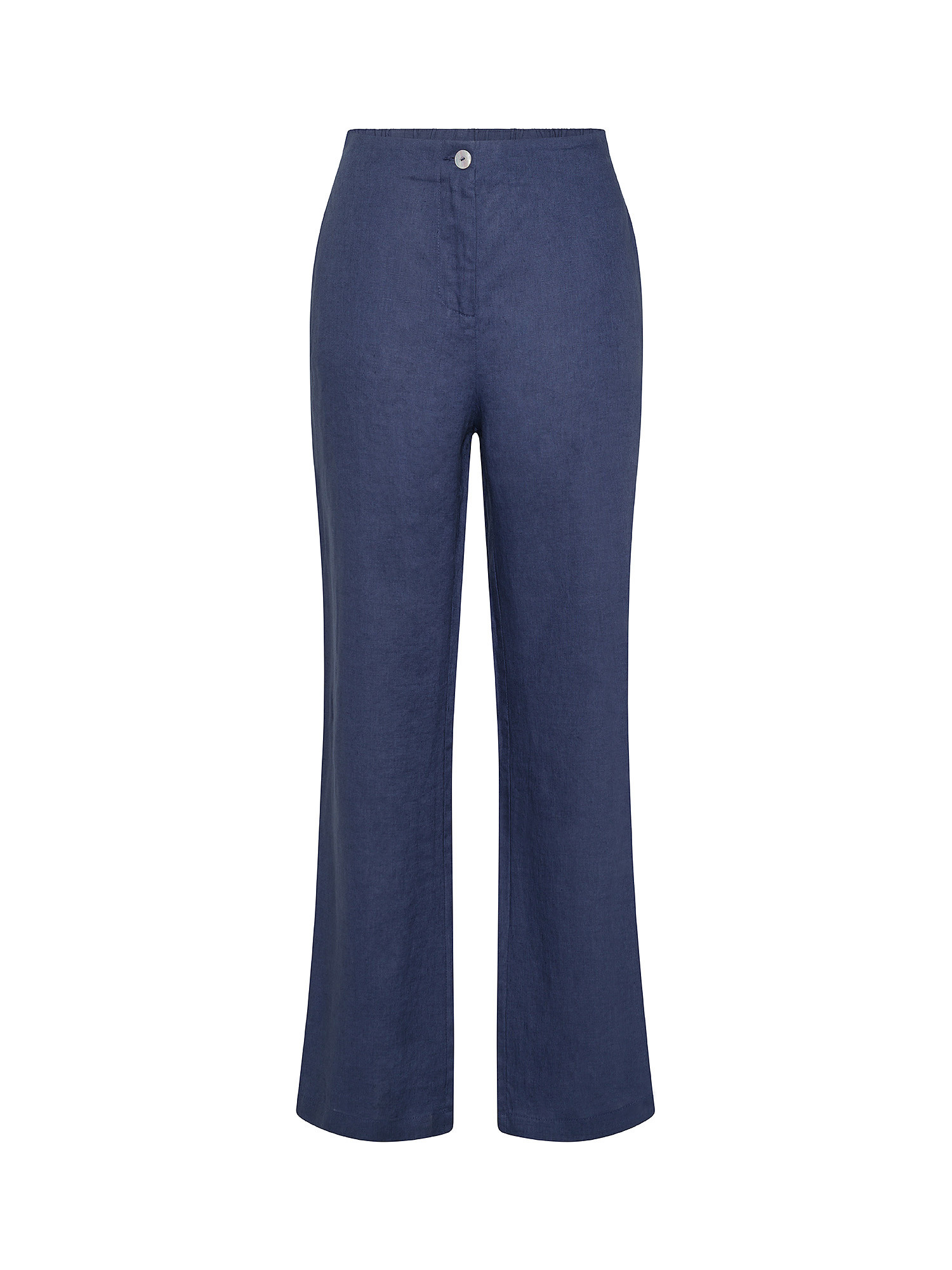 Koan - Straight linen trousers, Blue, large image number 0