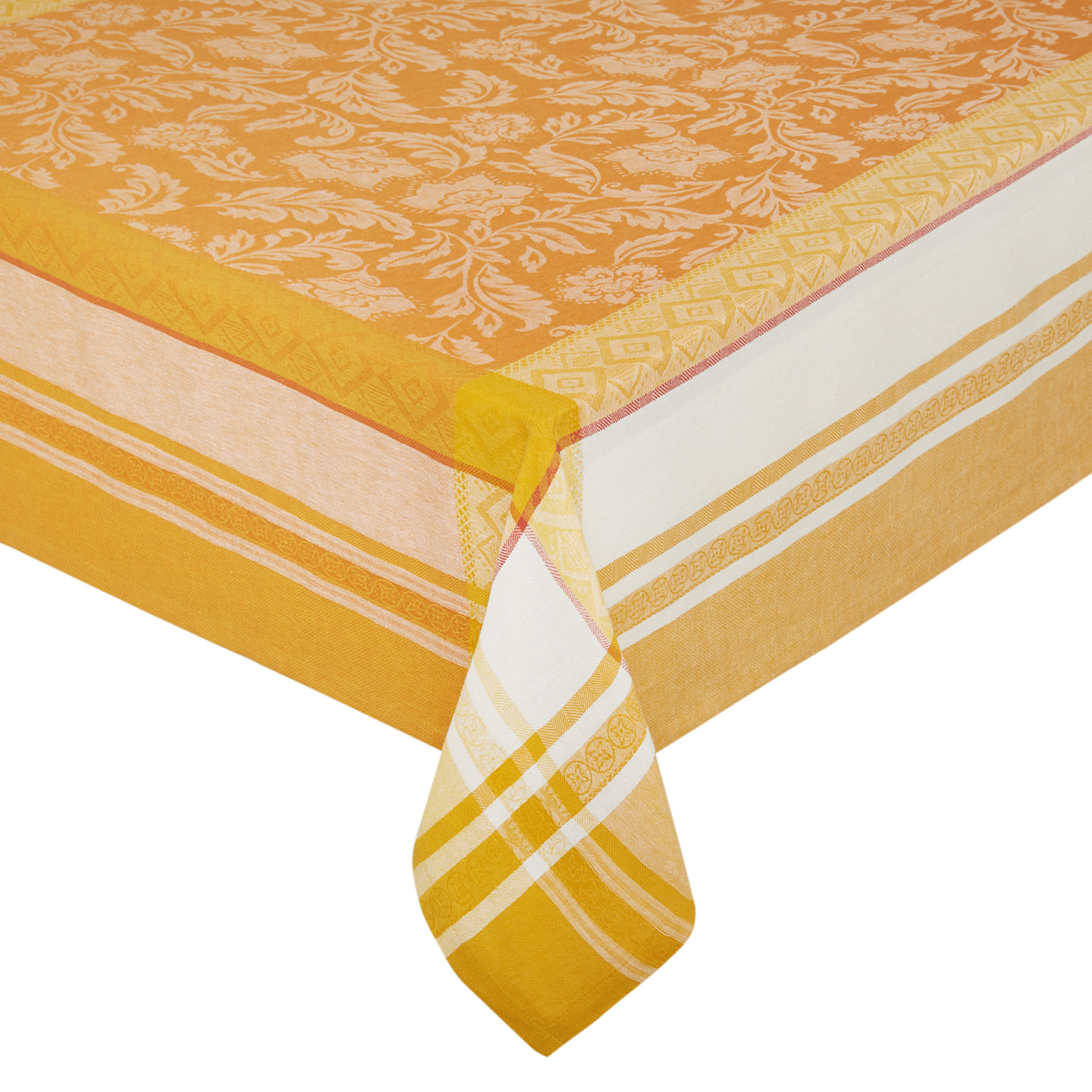 Tovaglia lino e cotone motivo ornamentale, Arancione, large image number 0