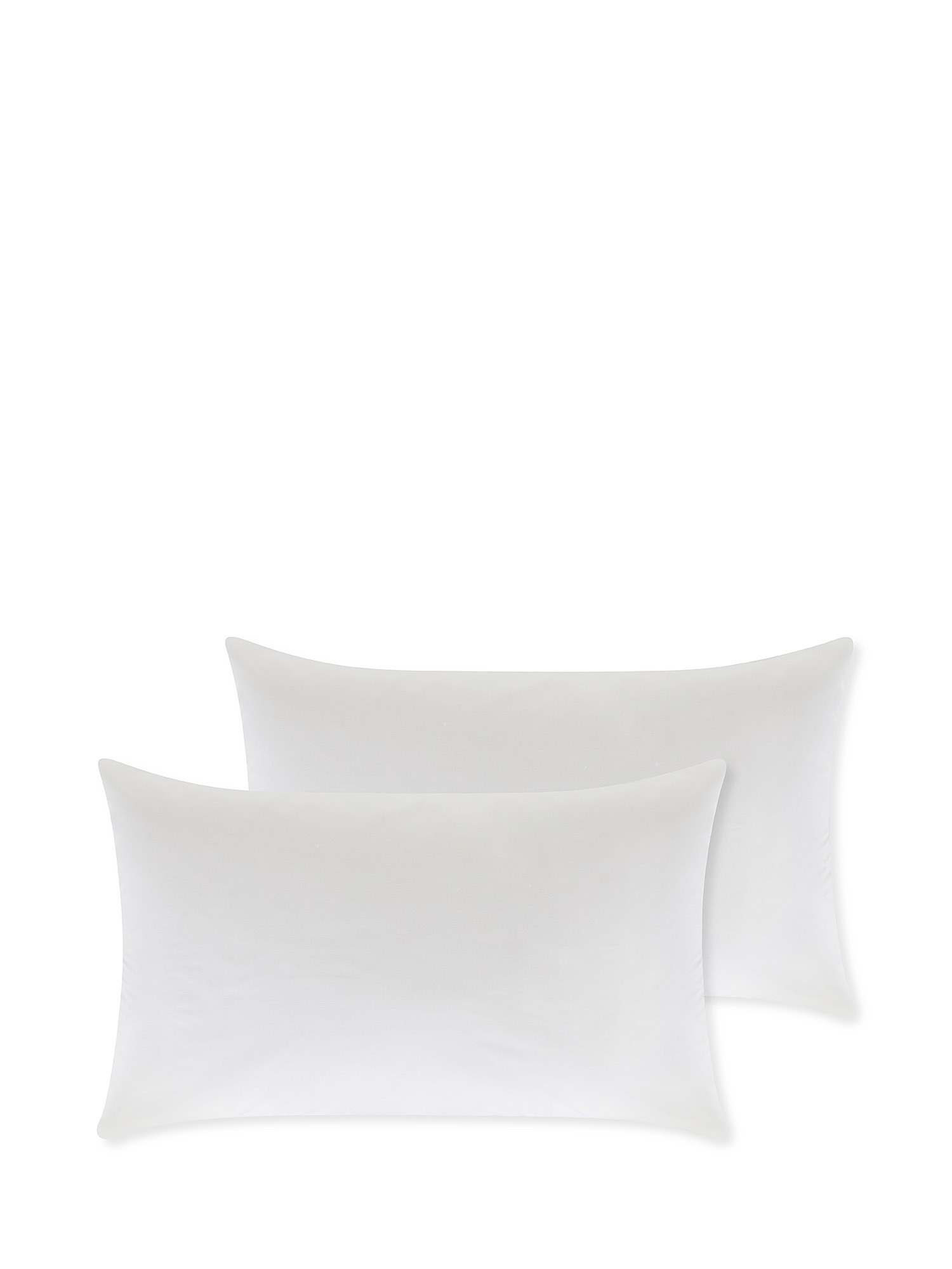 Set of 2 solid color cotton percale pillowcases, White, large image number 0