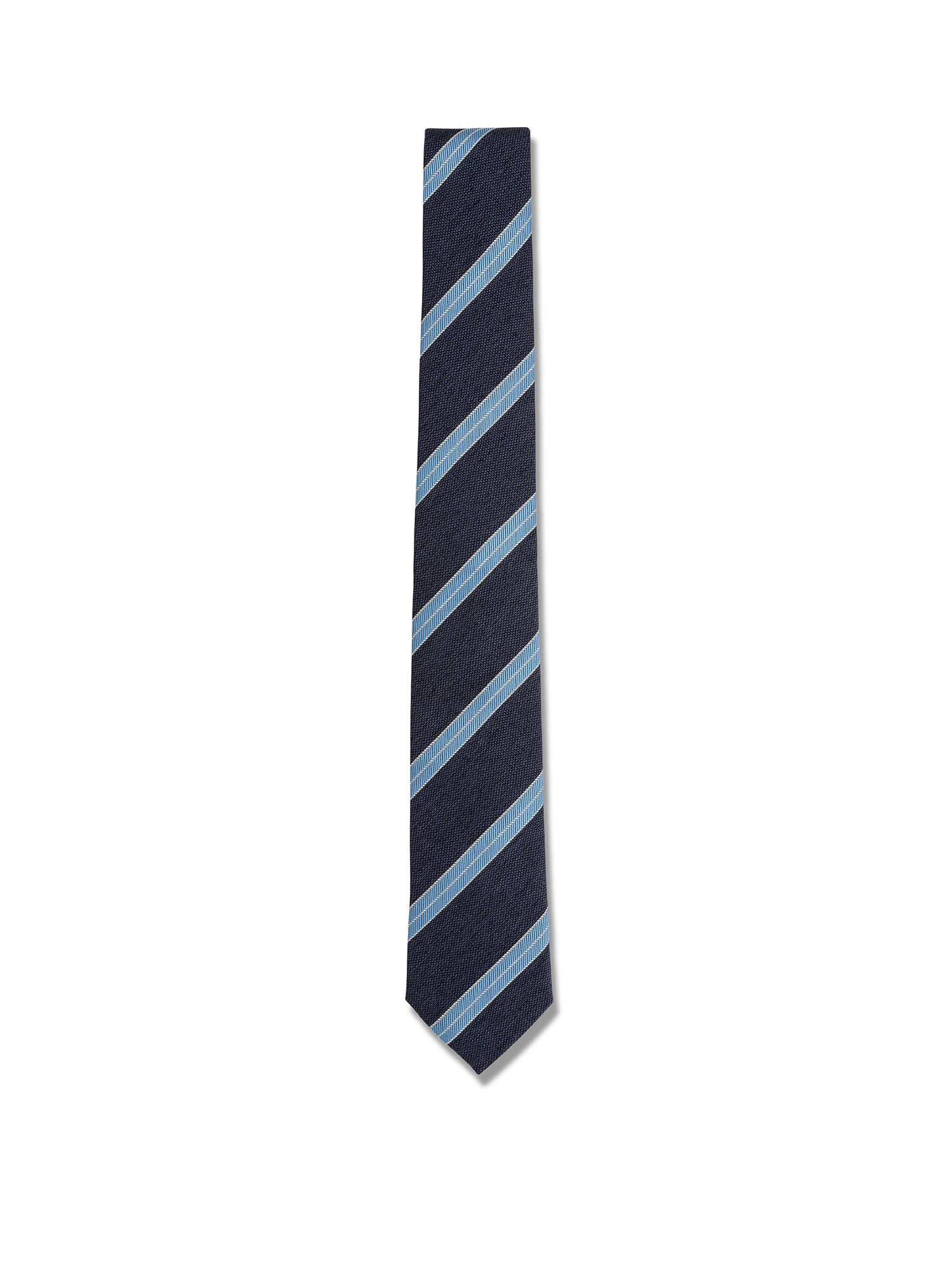 Luca D'Altieri - Patterned cotton and silk tie, Blue, large image number 1