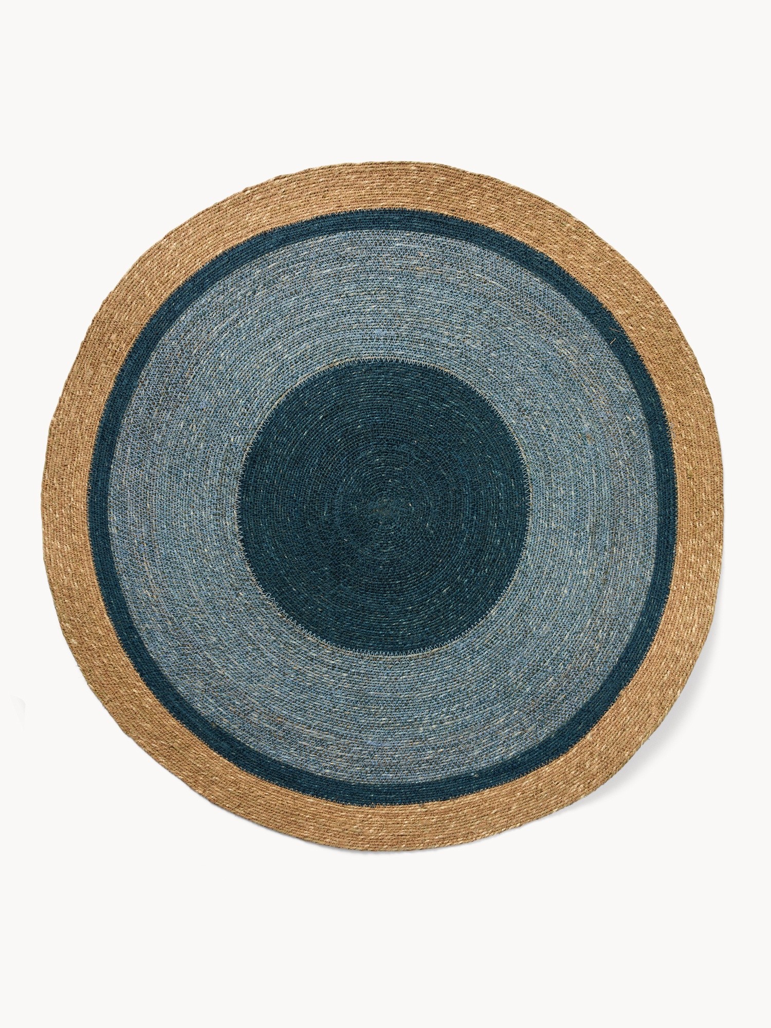 Tappeto rotondo in juta, Bianco/Blu, large image number 0