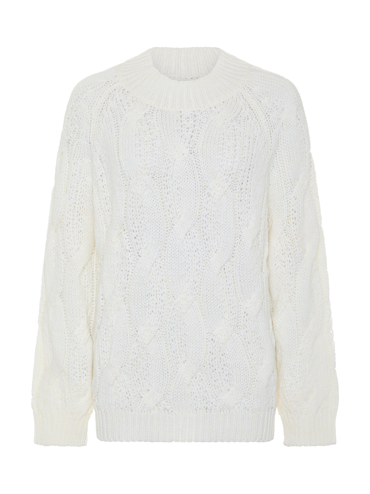 Koan - Crewneck sweater with braid motif, White Cream, large image number 0
