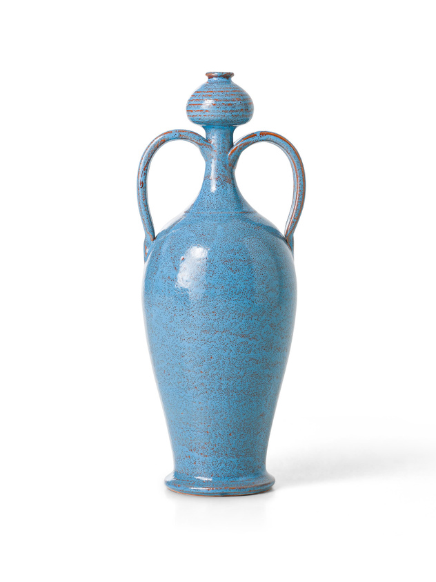 Grande vaso in ceramica blu e nero/vaso moderno per piante grasse -   Italia