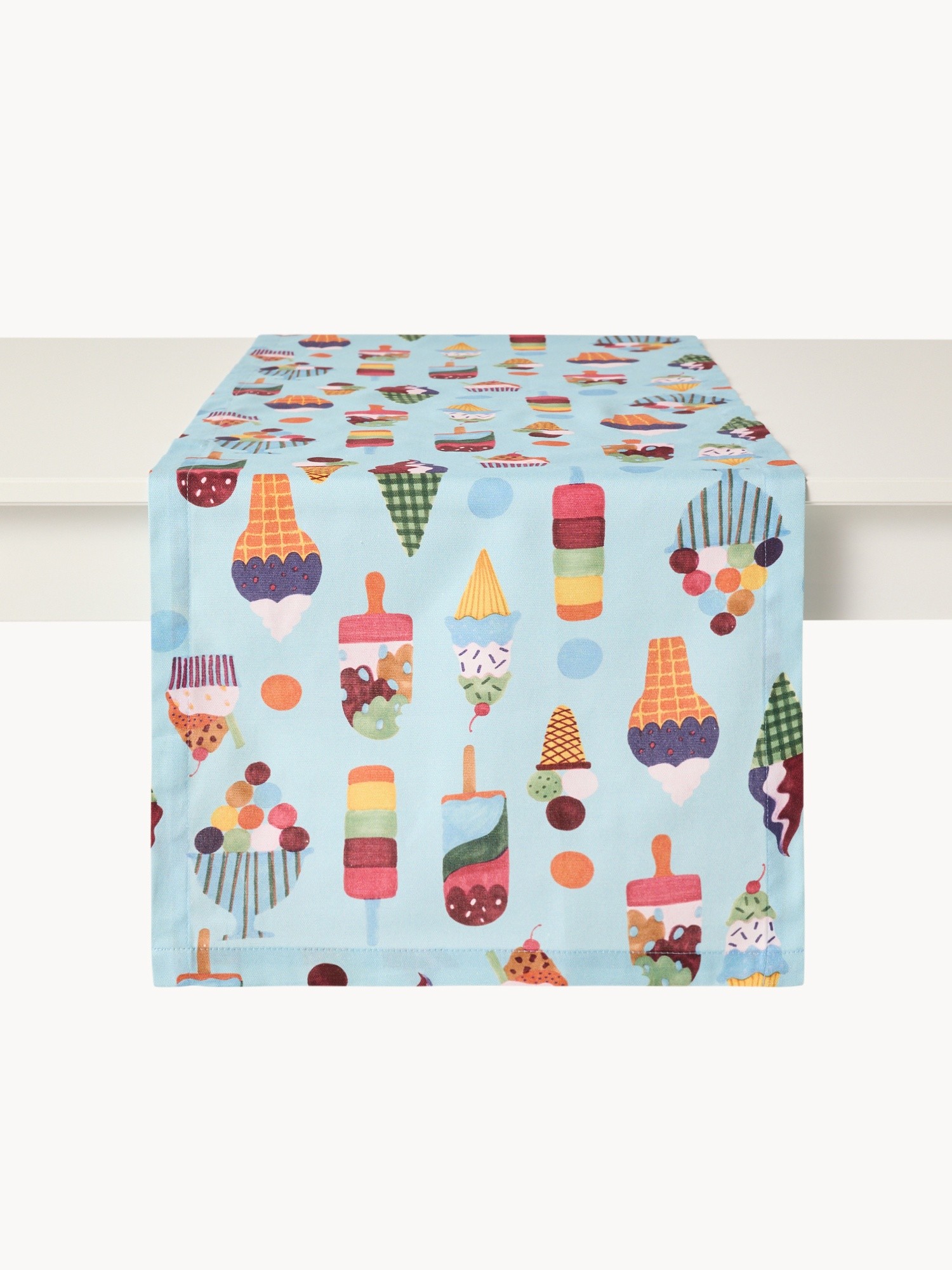 Ice Cream Print Cotton Panama Table Runner - Discounted price, Multicolor, large image number 1