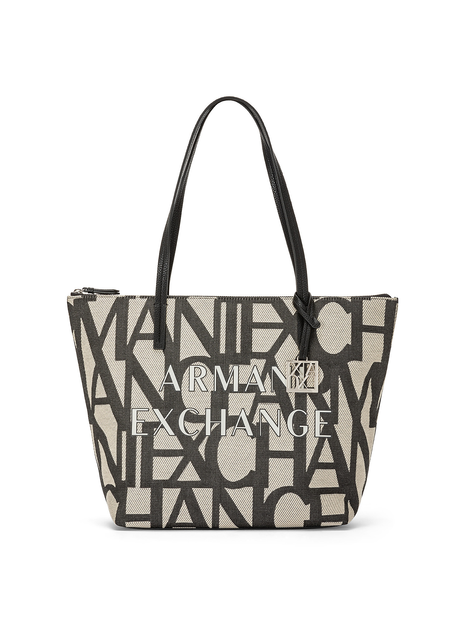 Shopping bag con cerniera superiore, Bianco, large image number 0