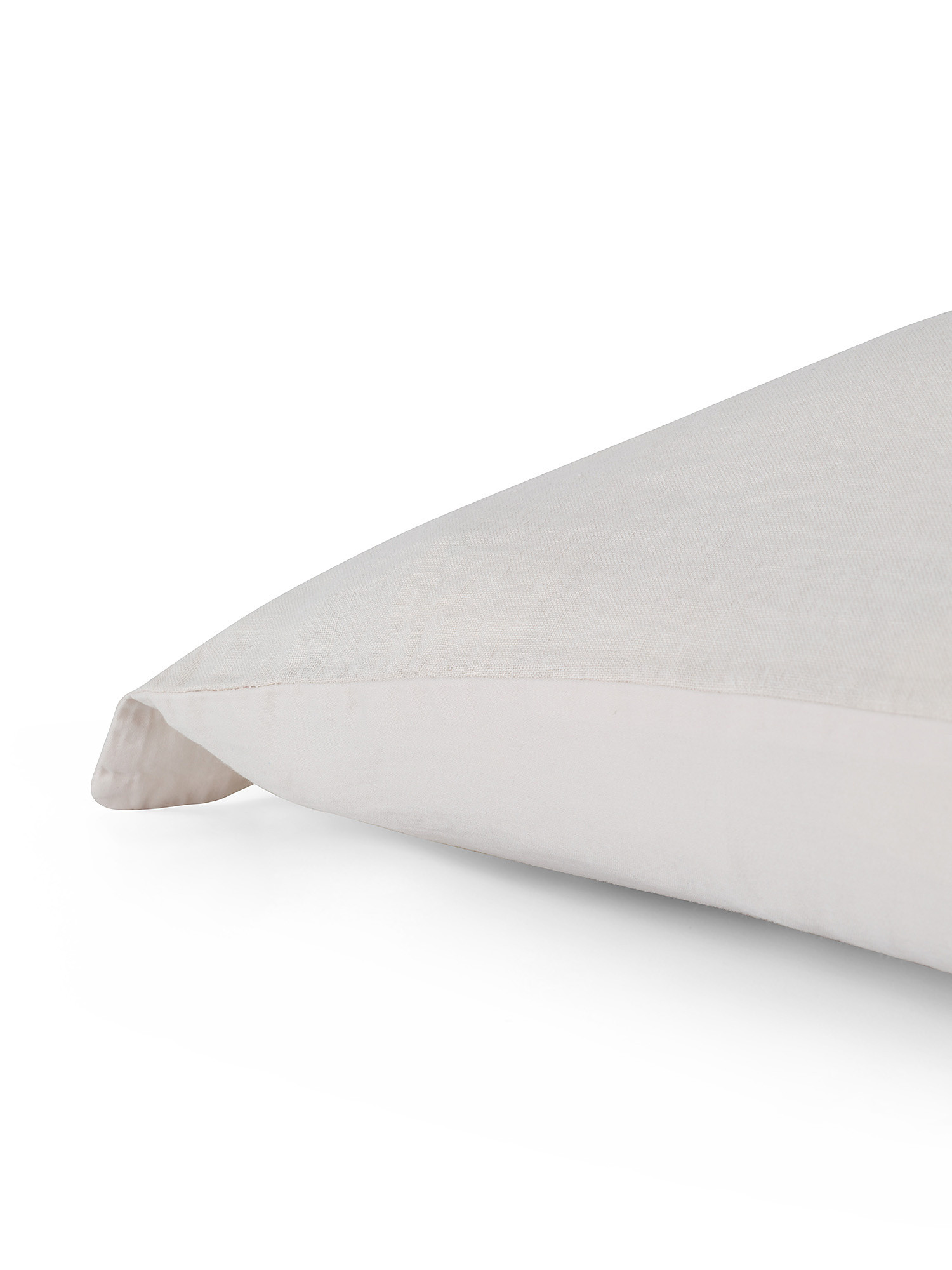 Zefiro plain color linen and cotton pillowcase, Light Beige, large image number 1