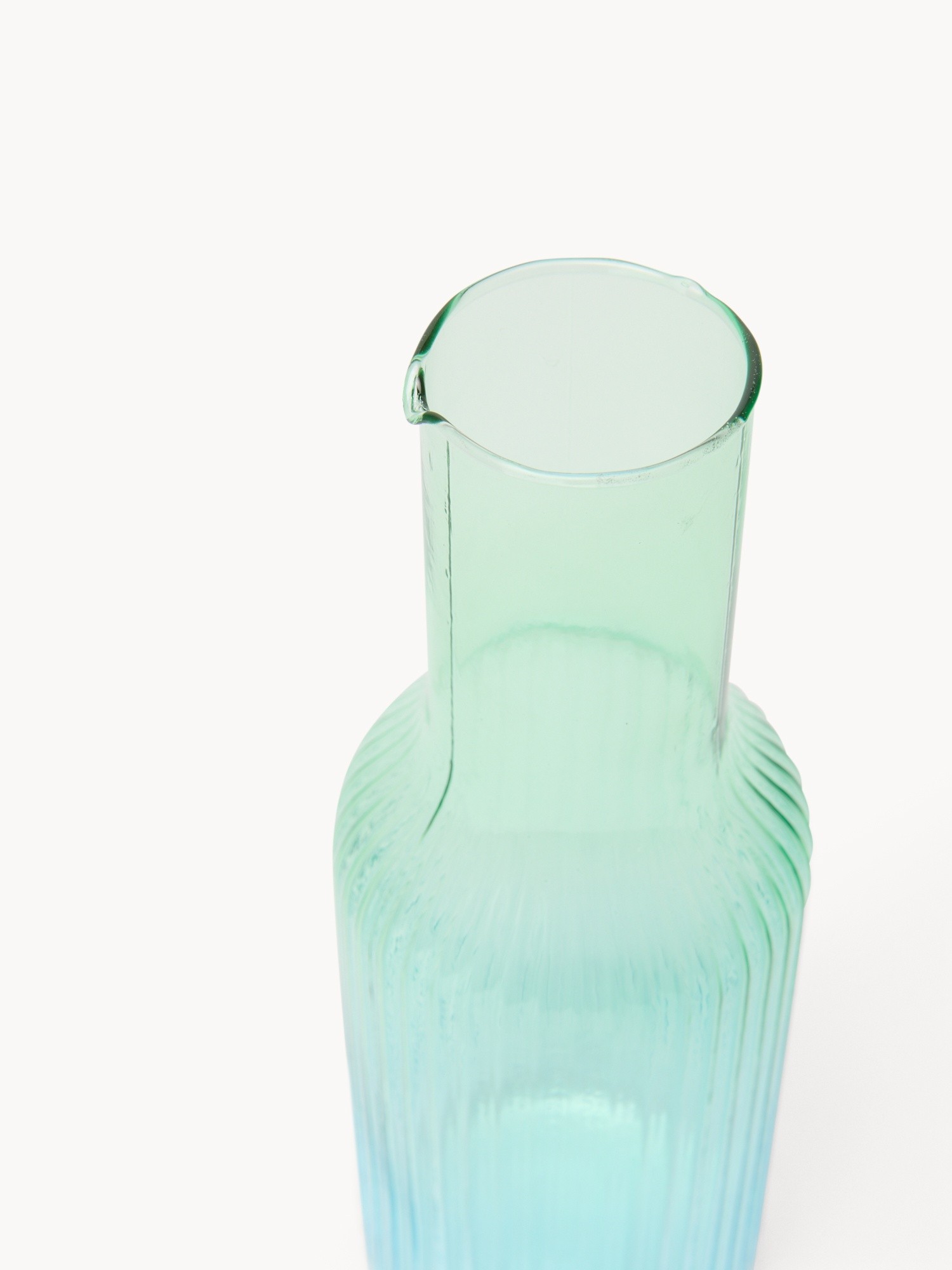 Two-tone sprayed glass carafe - Introductory price, Verde/Azzurro, large image number 1
