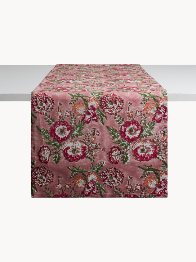 Pure cotton runner with floral block print