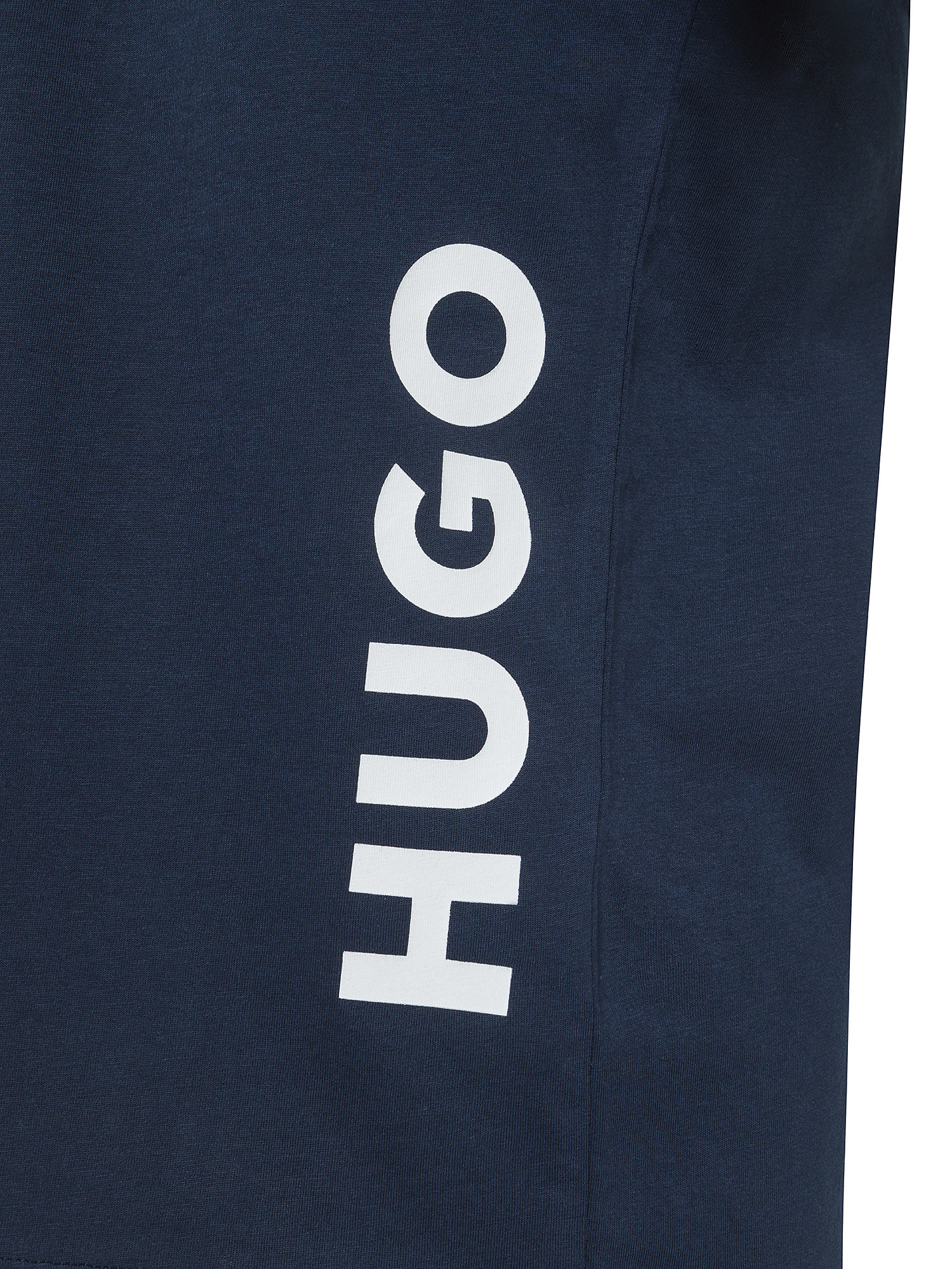 Hugo - T-shirt con stampa logo in cotone, Blu scuro, large image number 2