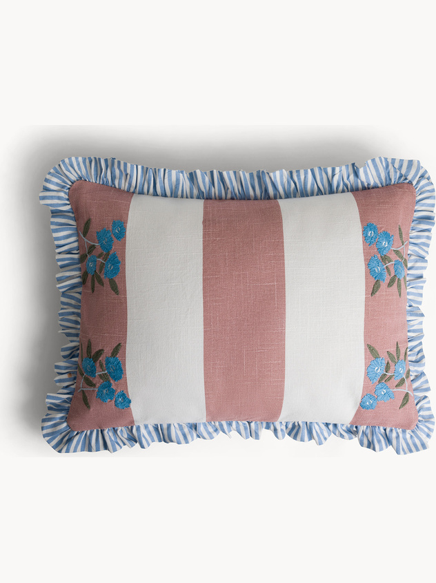 Cuscino 35x50 cm a righe con ricami