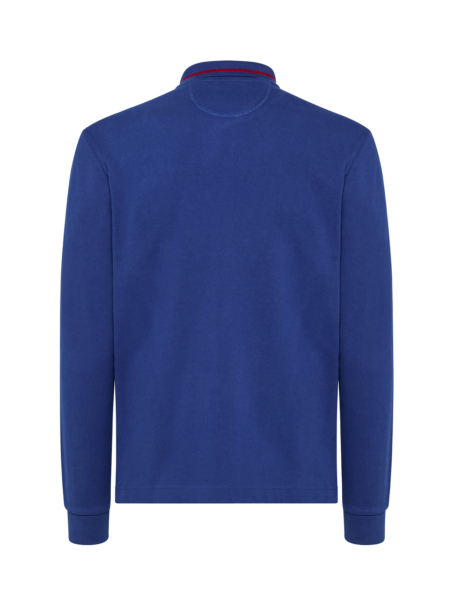 Regular fit long-sleeved polo shirt in pure cotton, Blue, large image number 1