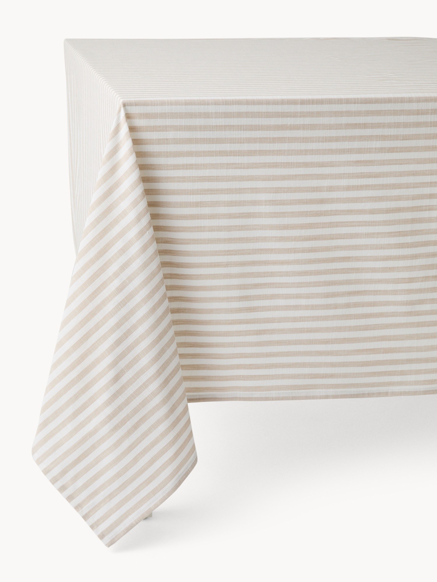 Pure cotton yarn-dyed striped tablecloth - Discounted Price, Beige, large image number 0