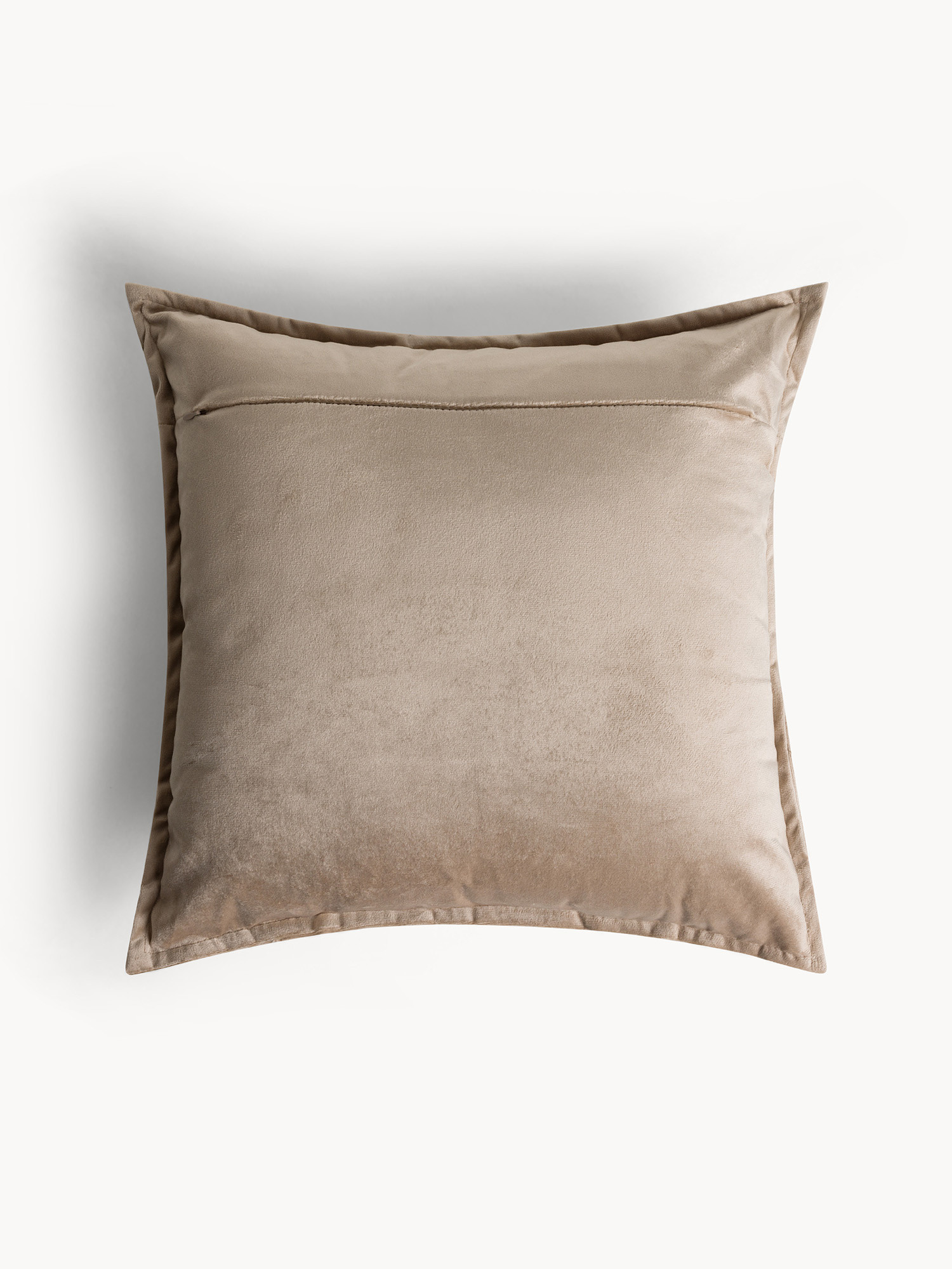 Cuscino 45x45 cm in velluto motivo geometrico, Naturale, large image number 1