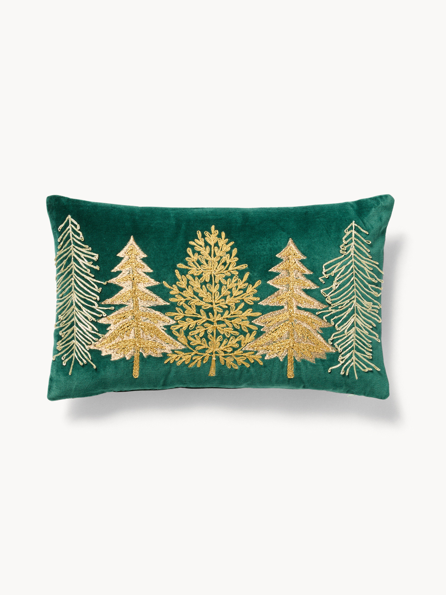 Cuscino 30x50 alberi ricamati, Verde, large image number 0