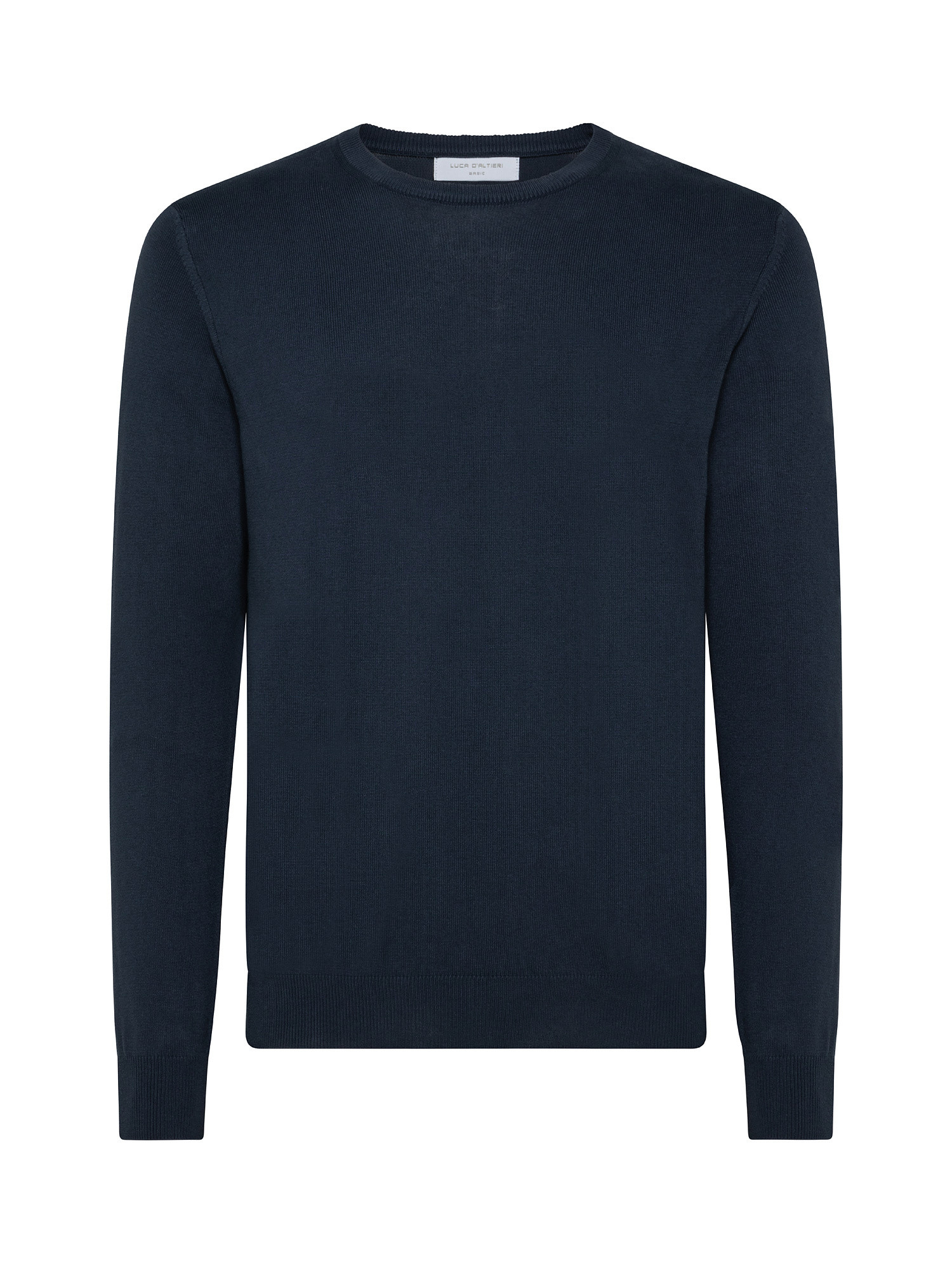Pure cotton crewneck sweater, Dark Blue, large image number 0